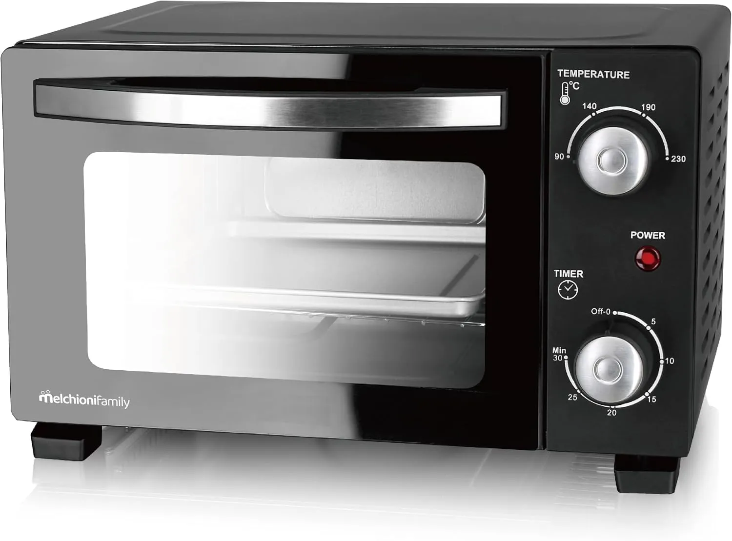 Melchioni Family | Forno Elettrico Modello DEVIL 11 con Capacità 11 litri, Temperatura regolabile fino a 230°C, Timer 30 Minuti, Colore Nero