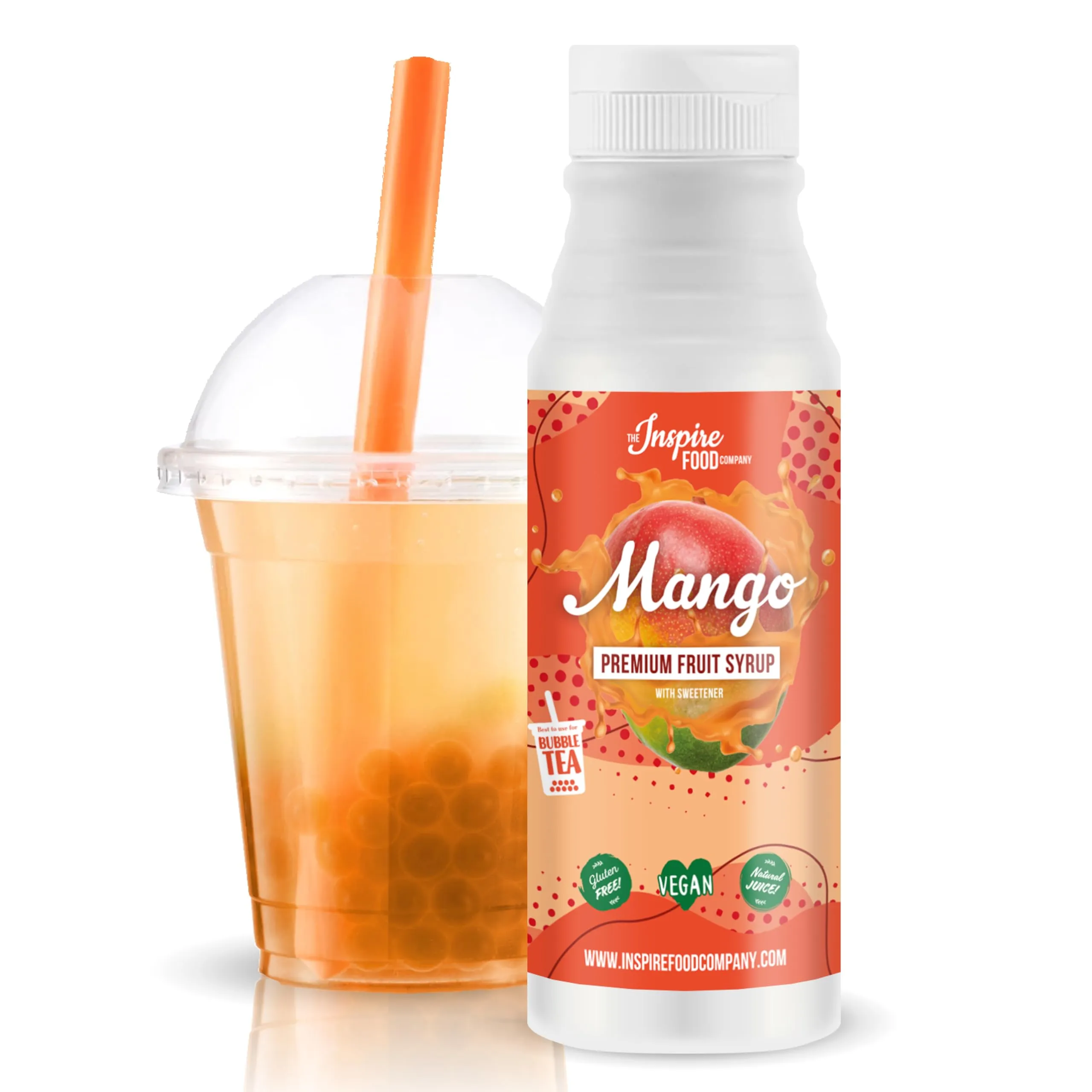 Sciroppo di frutta per Bubble Tea - 300ml - Mango - 100% vegano e senza glutine