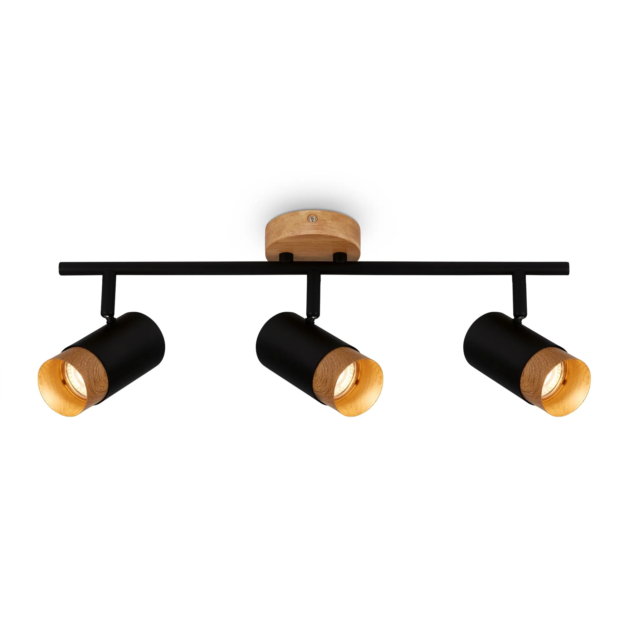 BRILONER - Lampada da soffitto, Plafoniera, Lampada, Applicazione in legno, Girevole, Lampada da soggiorno, Lampada da camera da letto, Lampada da cucina, Legno nero