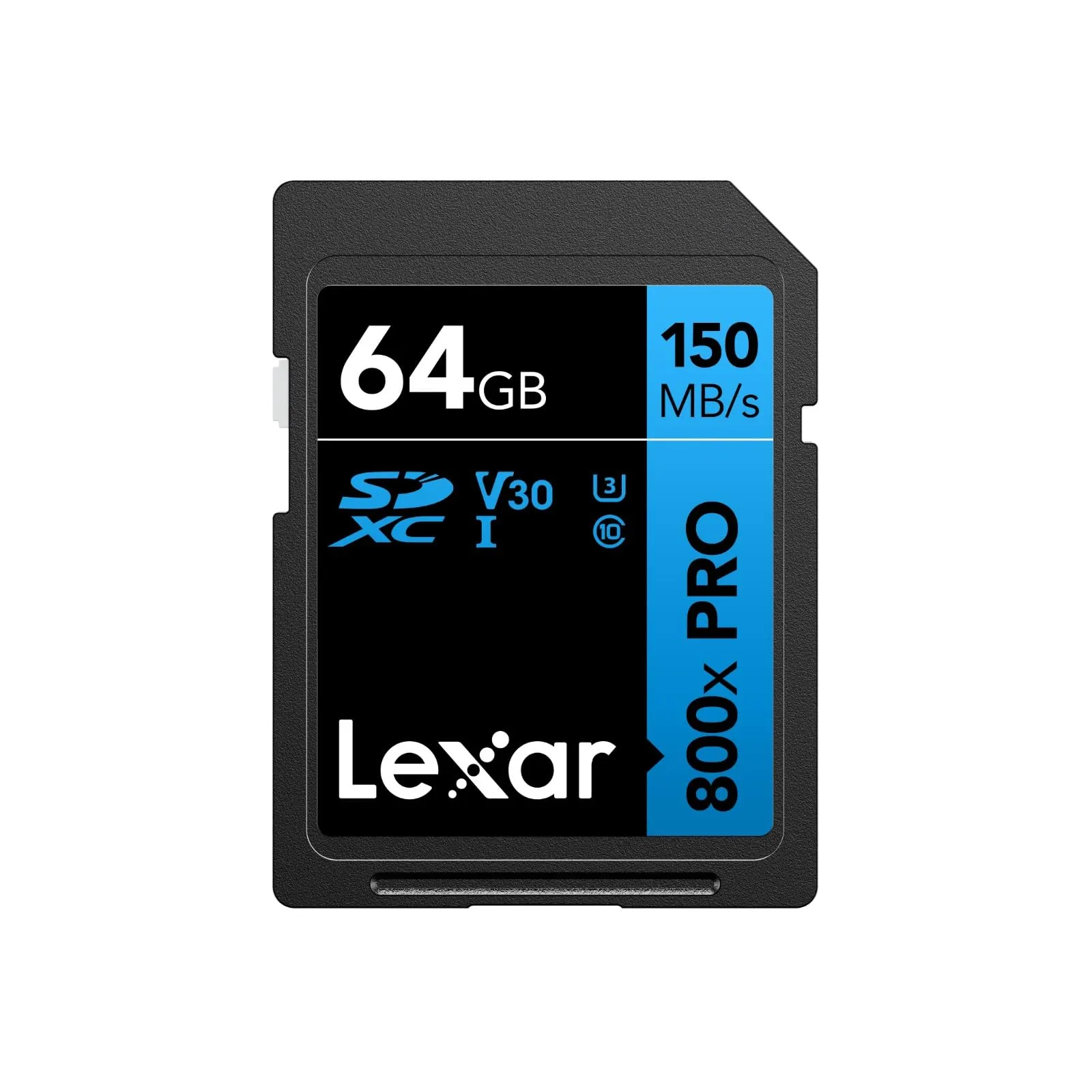 Lexar 800x PRO 64GB Scheda SD, Scheda SDXC UHS-I, Scheda SD 3.0 fino a 150MB/s di lettura, Scheda di memoria SD V30, U3, C10 per fotocamera/DSLR di fascia media/videocamera HD (LSD0800P064G-BNNAA)
