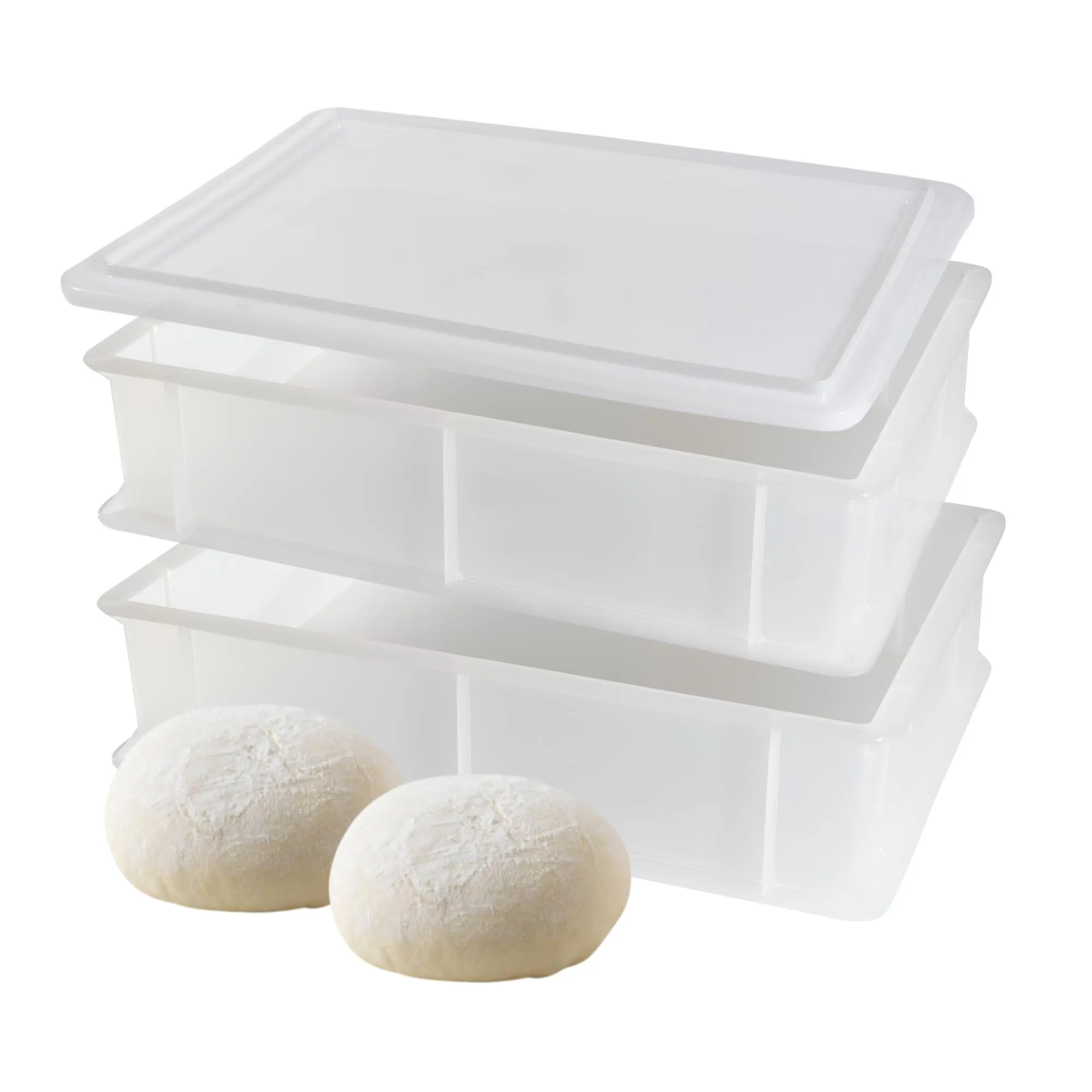 CookandSupply Contenitore per Lievitazione Pizza E Pane - Cassette Portaimpasto Certificate di Grado Alimentare - Made in Italy - 2 Box Impilabili 40x30x10 + 1 Coperchio