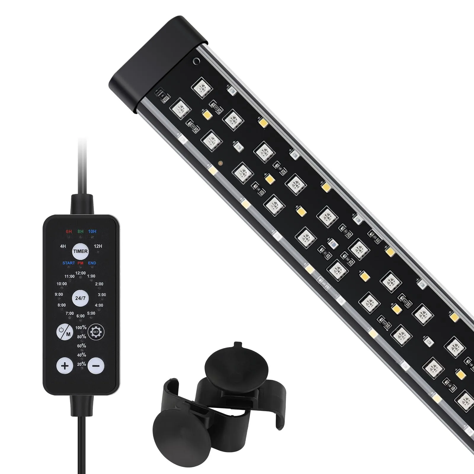 hygger Sommergibile Illuminazione per Acquario,24/7 Spettro Completo Luce LED per Acquario,8W Submersible Lampada Aquarium LED con 9 Colori per Acquario da 20-43cm Tank