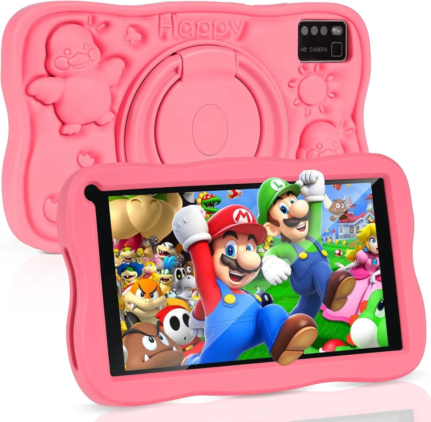 SUMTAB Tablet Bambini 7 Pollici con Controllo Parentale, Android 13 Tablette, 8 GB RAM 64GB ROM (256 GB Estensione) Bluetooth, WiFi,Tablet per Bambini con Custodia(Rosa)