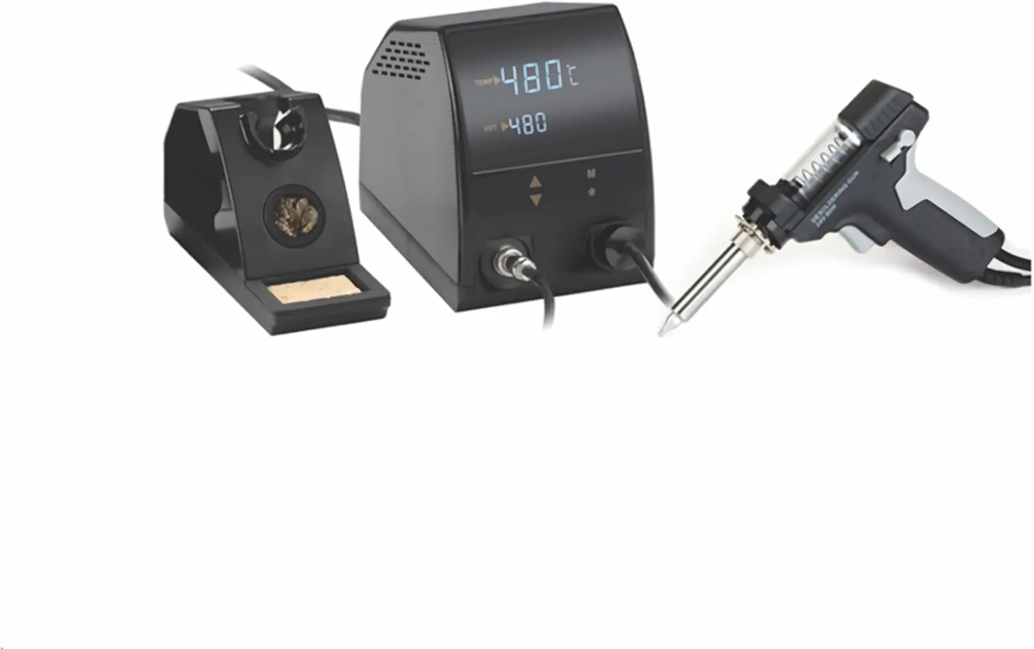 Stazione Dissaldante ANFEL AN-8965 ESD per Dissaldare Componenti Elettronici 140W Temperatura Controllata 160-480° Aspira Succhia Stagno Pompa Aria e Pistola per Dissaldatura 24V 80W con Supporto