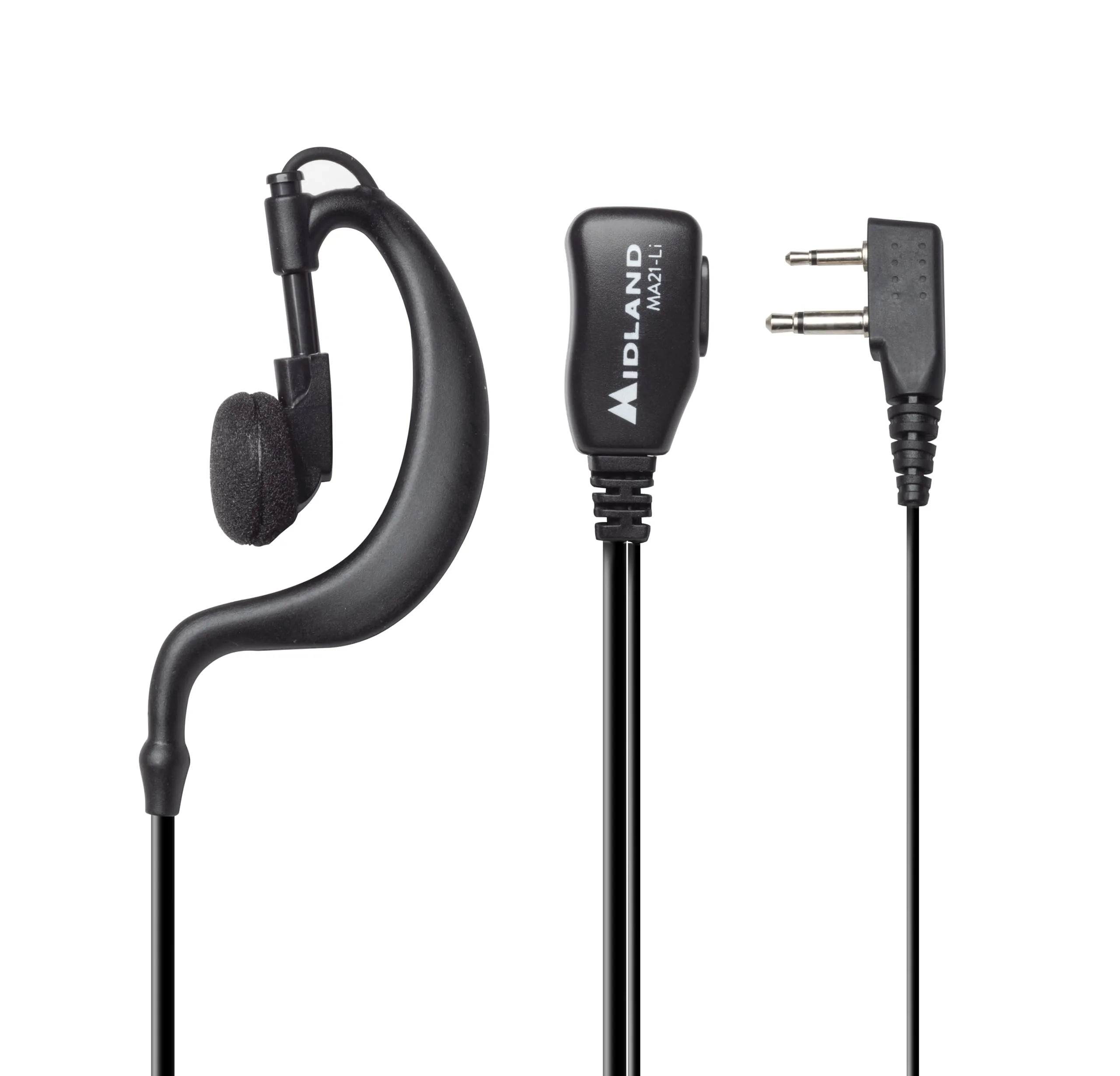 Midland - Auricolare con Archetto e Microfono MA21-Li Compatibile con Walkie Talkie G7, G9, Serie XT/XT PRO - Audio Cristallino, Connettore 2 Pin Tipo L, Design Regolabile, Funzione Push To Talk