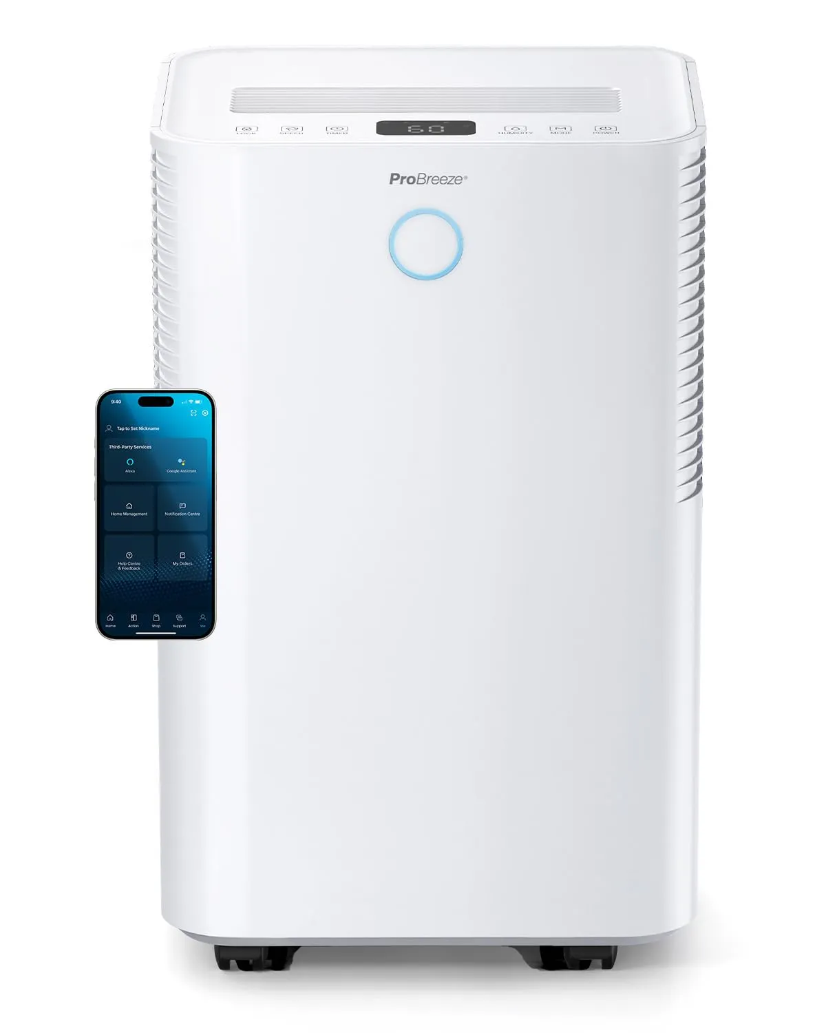 Pro Breeze OmniDry Deumidificatore Casa Muffa 20L/Giorno con Serbatoio da 4L e WiFi, Asciugatura Vestiti, sensore di umidità, Timer 24H, modalità Notturna per umidità, Muffa e condensa (30 m²)