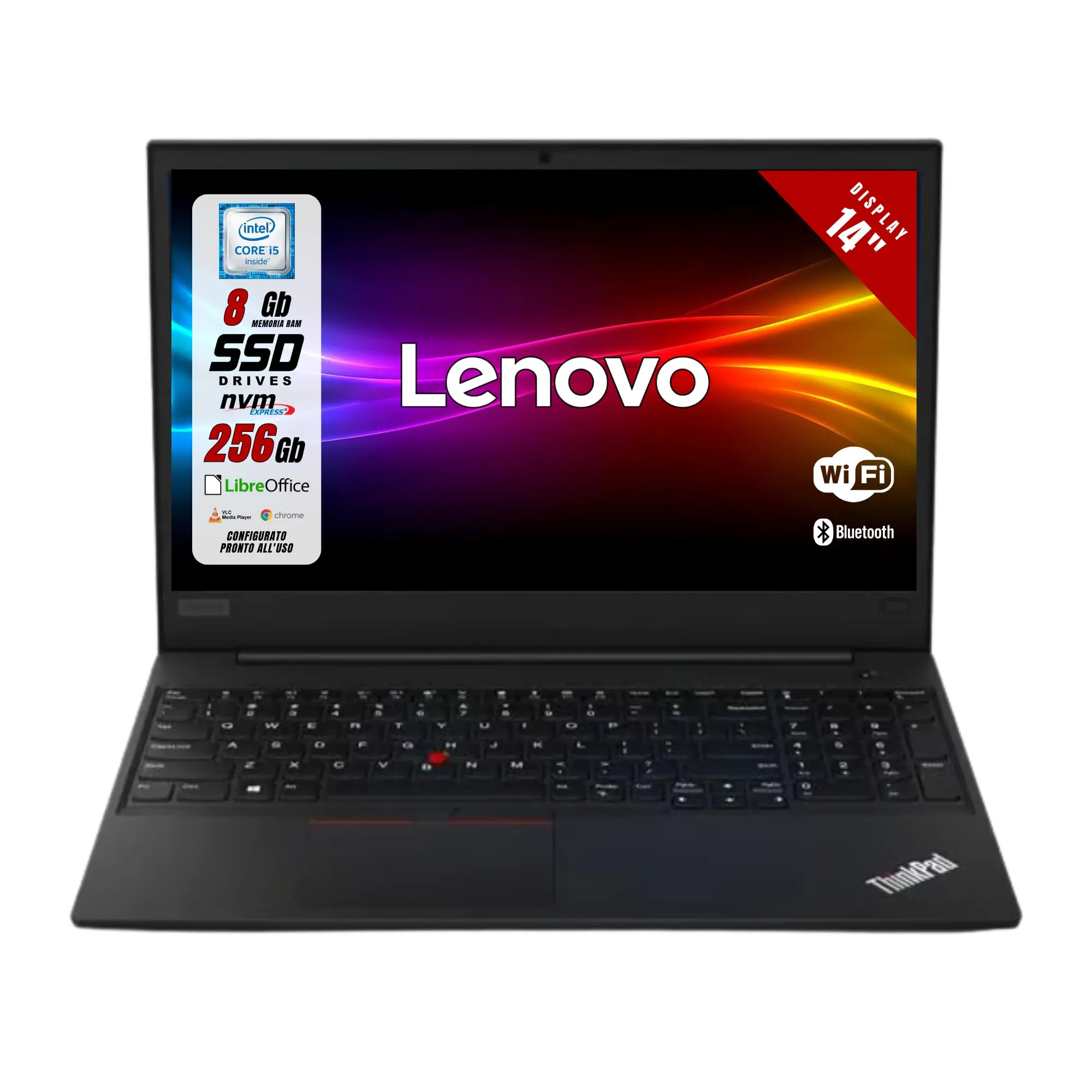 Lenovo ThinkPad, Pc Portatile Intel i5-8265u 4 Core 1.6Ghz, Ram 16Gb SSD 512Gb, Display 14.1" HD, Win 11, Notebook Pronto all'uso con Libre Office, Omaggio Chiavetta USB FingerPrint (Ricondizionato)