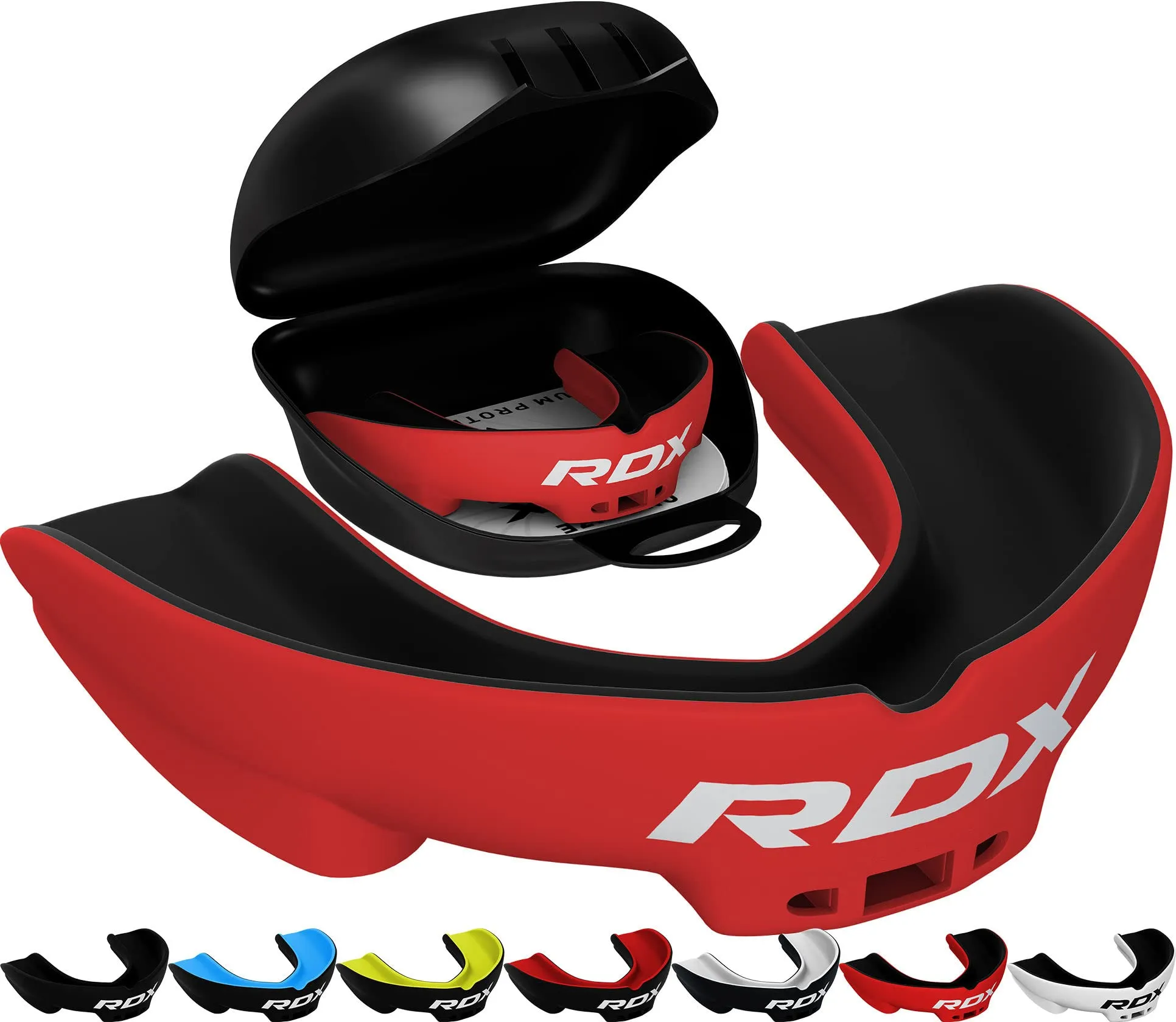 RDX Paradenti Boxe, Paradent per Gli Sport da Unisex Combattimento, Rugby, Football Americano, Kick Boxing, Muay Thai, Karate e MMA, Ideale Facilmente Adattabile con Custodia, Adulti sopra i 12 Anni