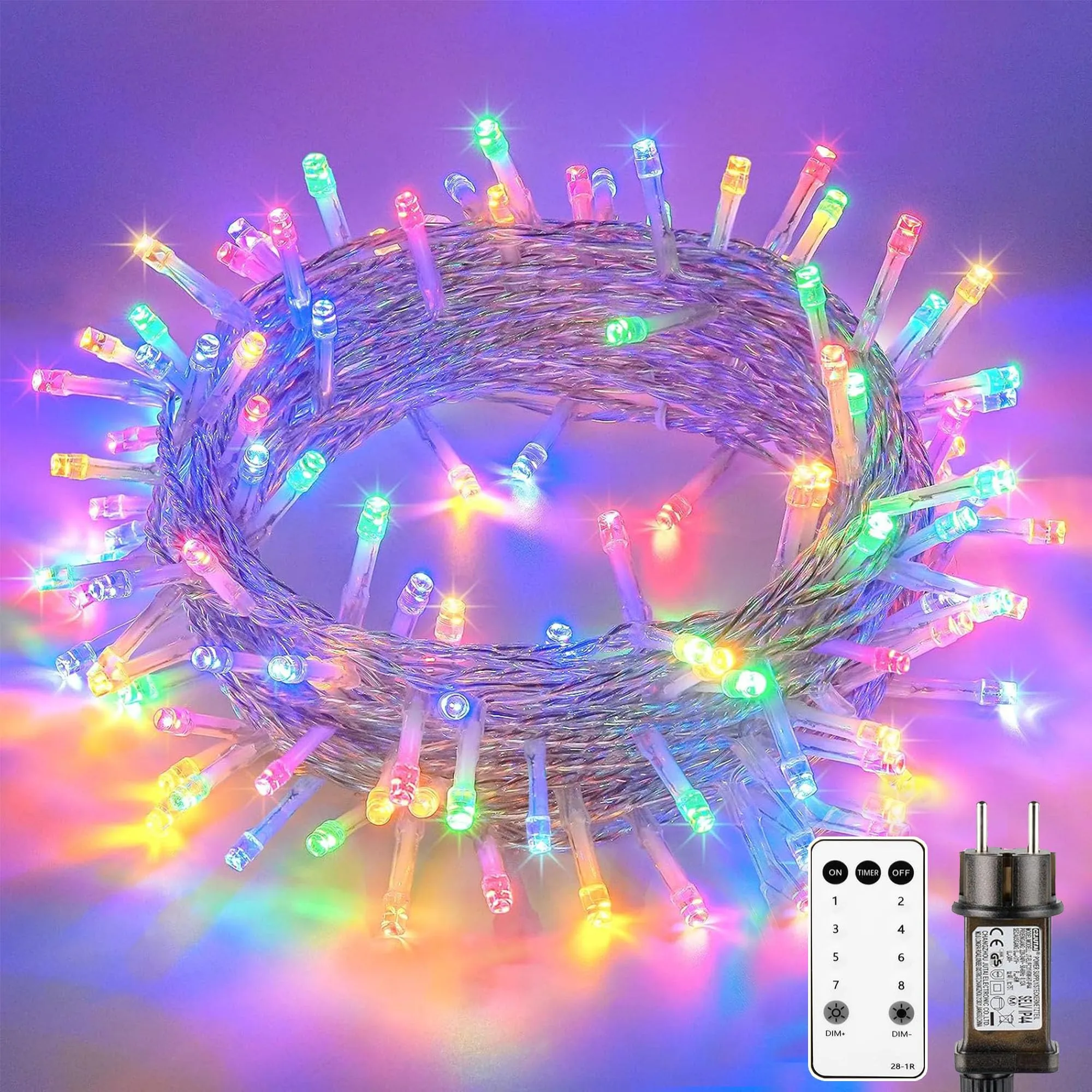 Litark Luci Albero di Natale,20 M 200 LED Luci Natalizie da Esterno ed Interno, 8 Modes con Telecomando,Timer, Dimmerabile,Impermeabile Catena Luminosa per Balcone Feste Natale(Multicolore)