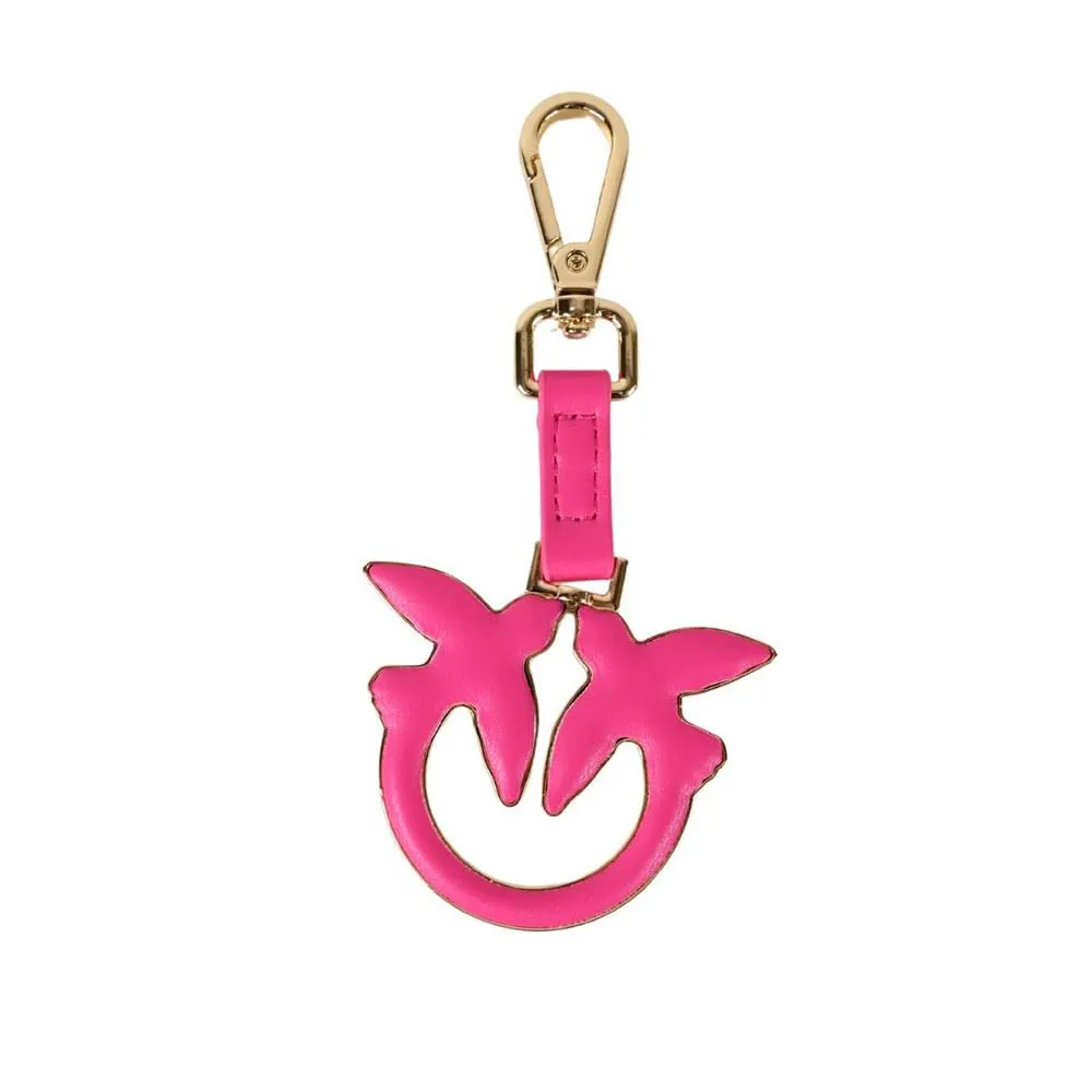 Pinko BIRDS KEYCHAIN PELLE + LOGO rosa N17U PINK Taglia Unica