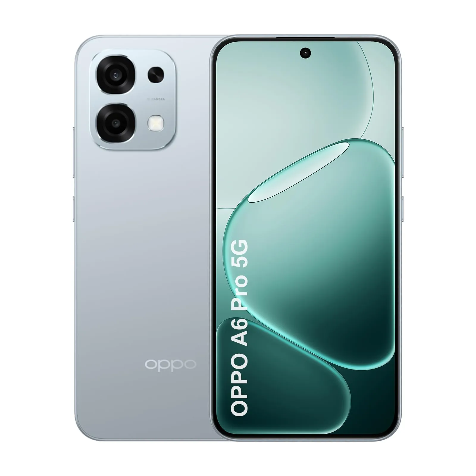 OPPO A6 Pro 5G Smartphone, Batteria 6500mAh, Ricarica Flash SUPERVOOC 80W, Display AMOLED 6,57" 120Hz, 8+256GB, Dimensity 6300, SuperCool VC, Fotocamera AI 50MP+2MP, IP69, Dual SIM, Lunare