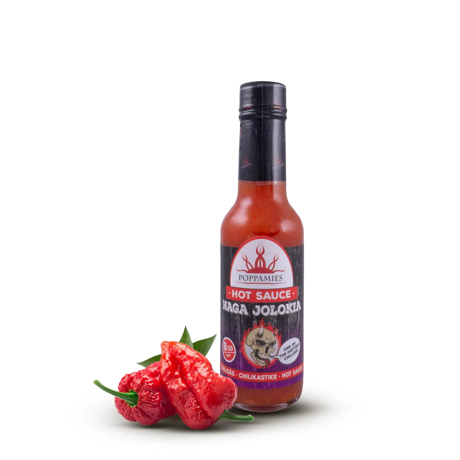 Poppamies Salsa piccante Naga Jolokia - Senza glutine, Senza lattosio, Vegano - Spezia: 8/10-150ml