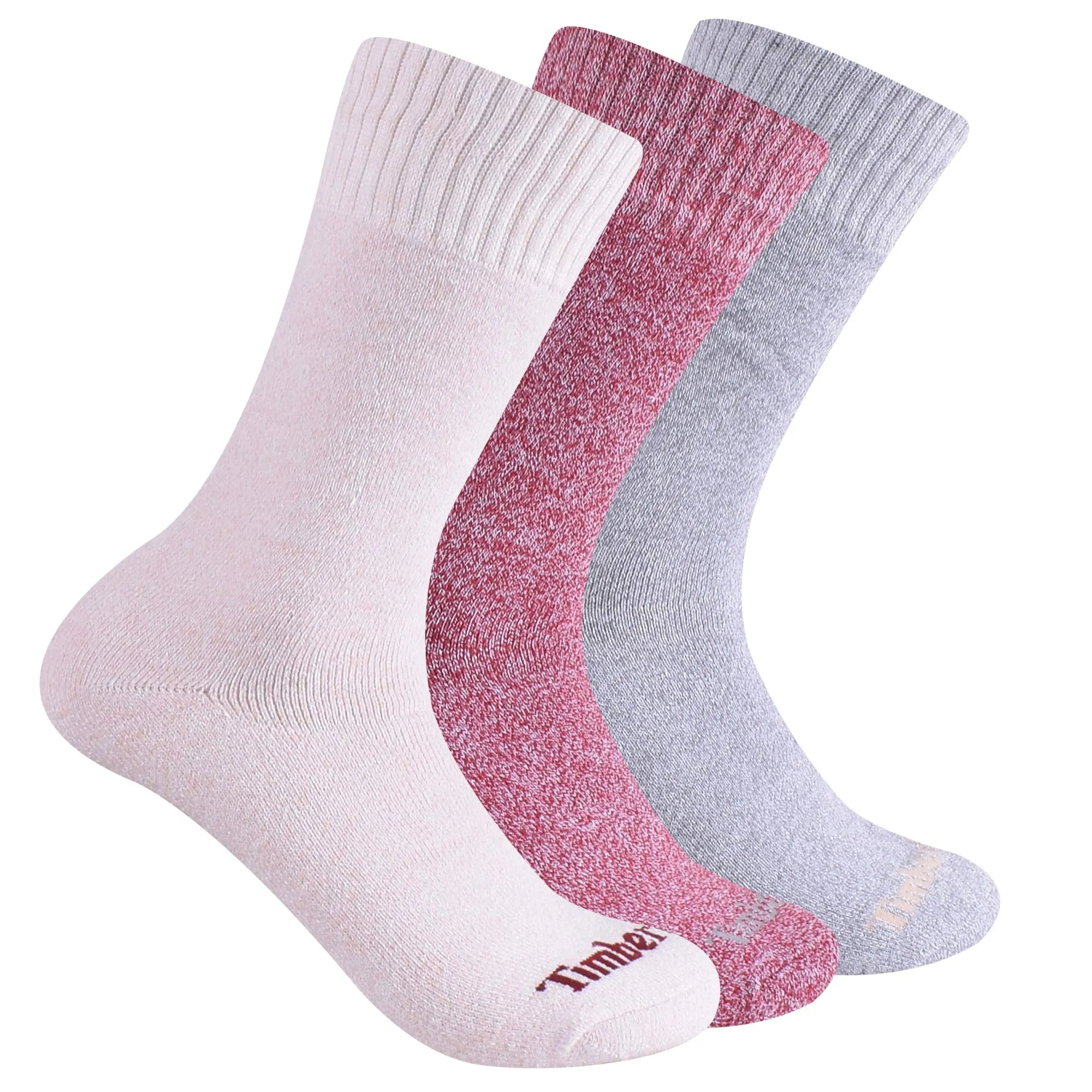 Timberland Women's 3-Pack Ribbed Marled Boot Socks, Cameo Rose, One Size