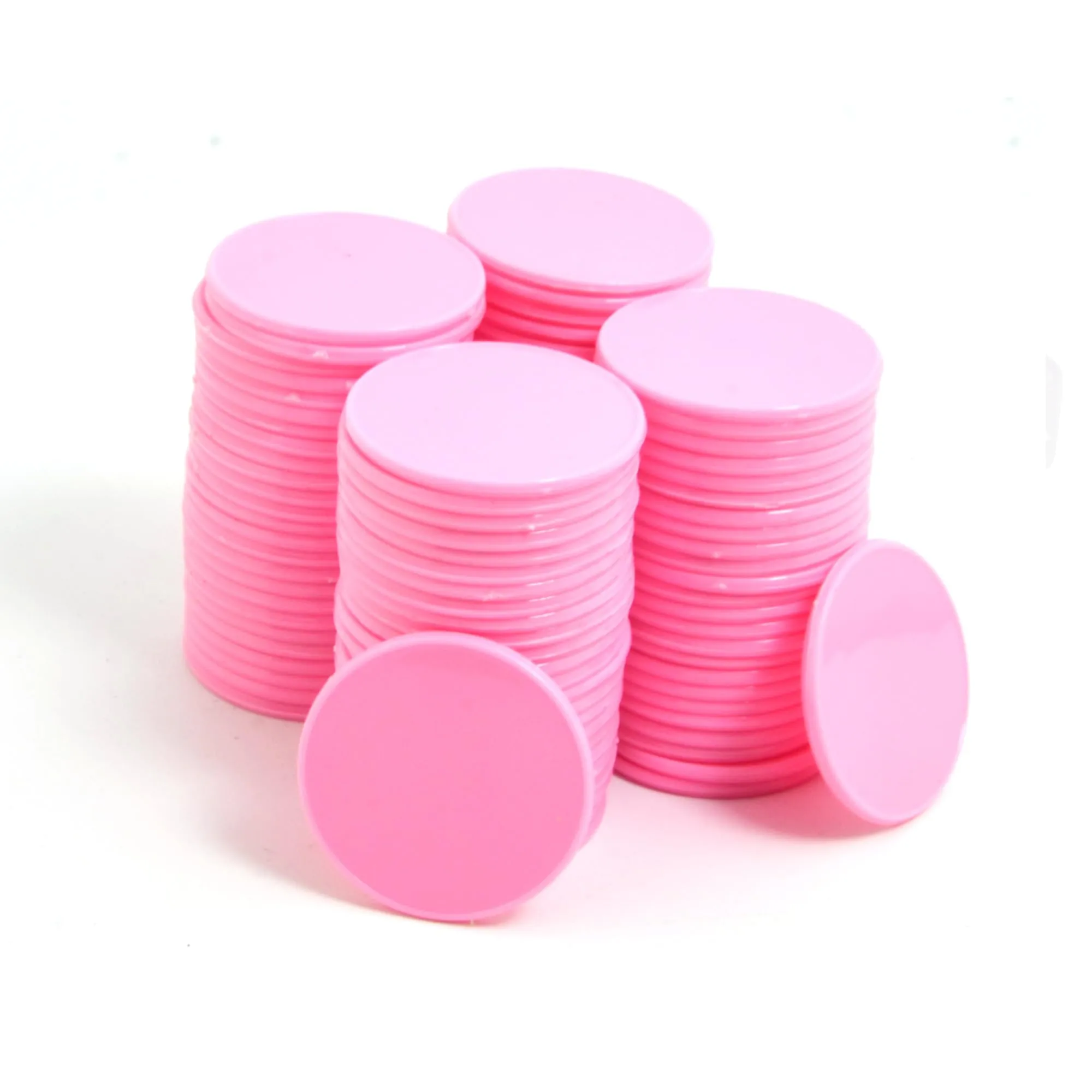Smartdealspro Mini contatori per l'apprendimento delle fiches da poker, in plastica opaca, con scatola portaoggetti, rosa, 32 mm (100 pezzi)