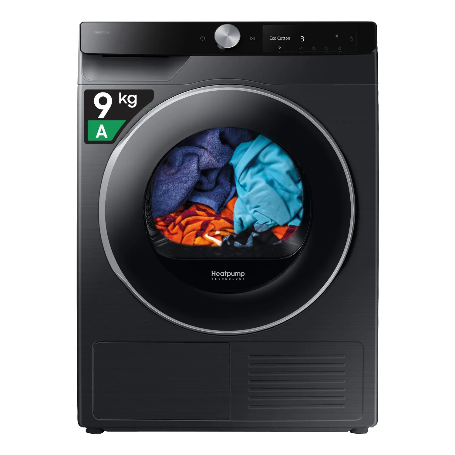 Samsung Asciugatrice AI Control DV90DG6845LB/U3, 9 kg, Pompa di Calore, Wifi, QuickDrive, AI Dry, Sensore Optimal Dry, Display AI Control, Carica Frontale, 60L x 85H x 60P cm