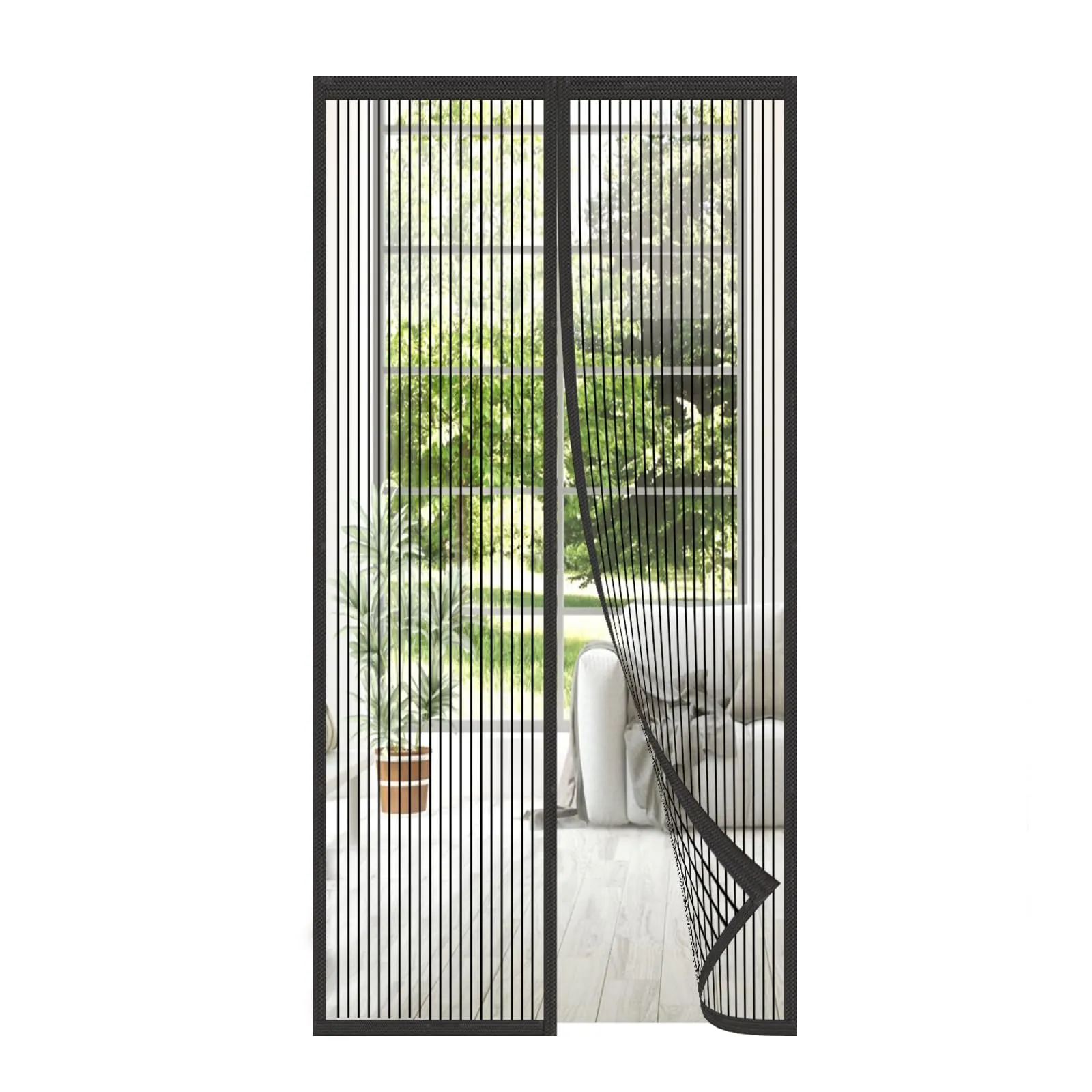 MAGICDOOR Zanzariera Magnetica per Porte, 90x240cm Fibra di Poliestere Tenda Zanzariera Porta, Robusta Traspirante Zanzariere per Finestre Chiusura Automatica per Terrazzo Camera Letto-Nero