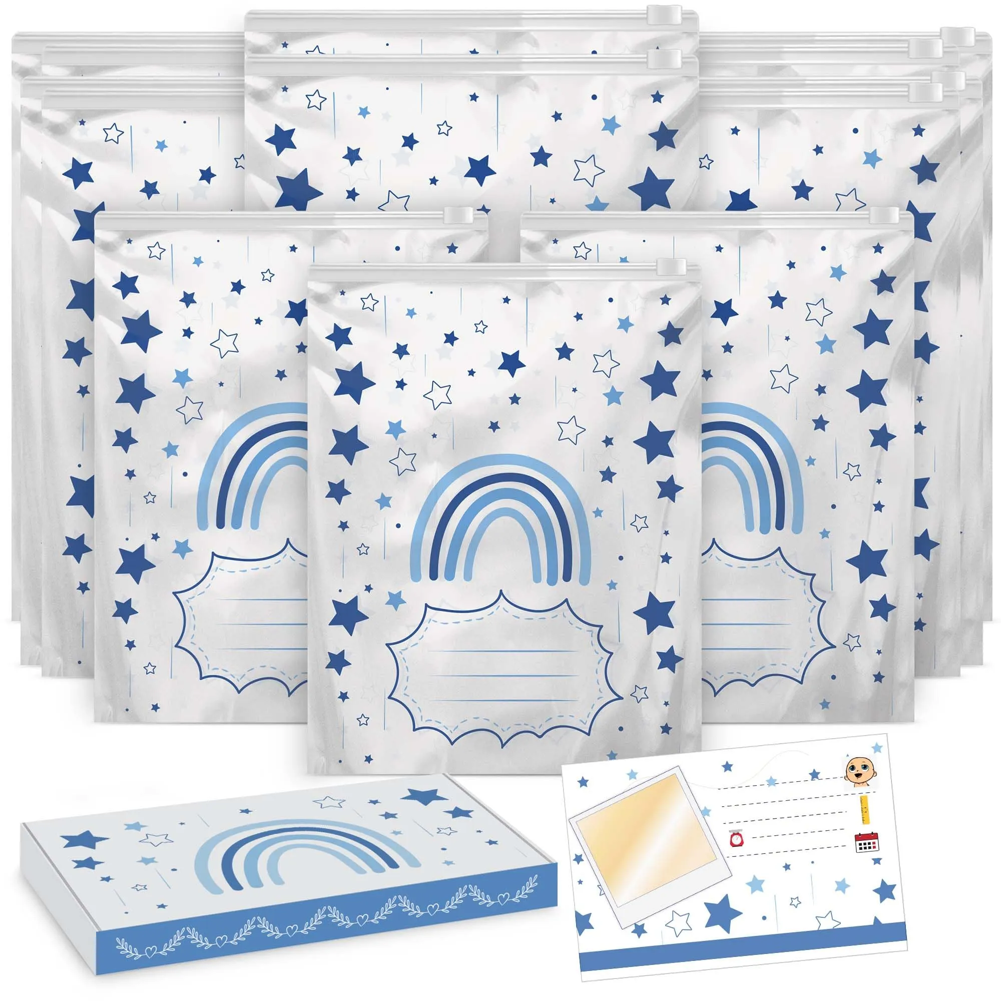 Lilnjoy 15 Pz Sacchetti cambio neonato ospedale (Blu) - 10 Grandi e 5 Piccoli Bustine Corredino Neonato Ospedale Riutilizzabili per Asilo e Viaggi - Idea Regalo Prezioso per Future Mamma
