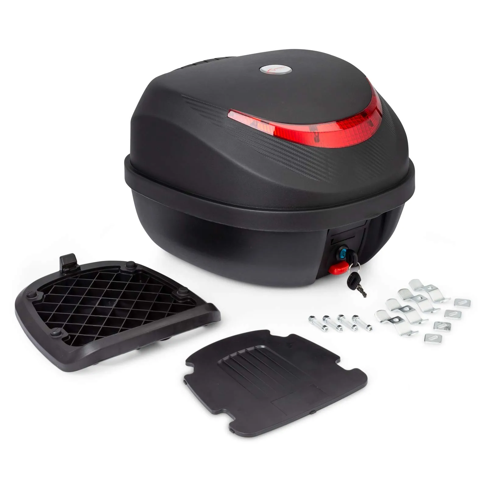 Bauletto Valigia Moto 35L Nero Opaco Rigido Poggiaschiena Scooter Universale