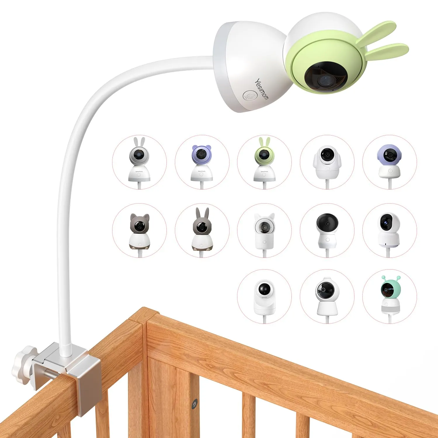 YESIMOM Supporto Universale per Baby Monitor, Supporto Flessibile Telecamera per Bambini, Compatibile 8SM/8TM/8TM-Gray, Vari Baby Monitor con Fori per Viti da 1/4 di Pollice