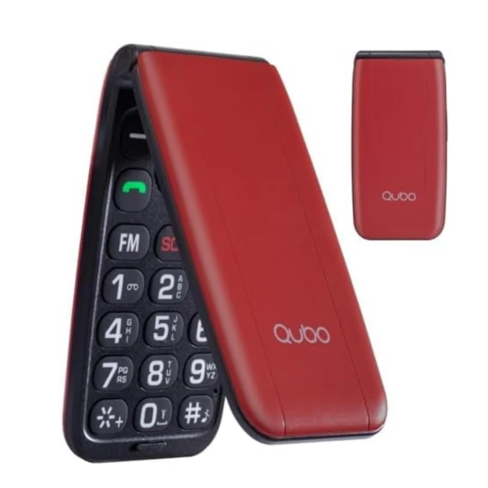 Qubo GSM Telefono Cellulare per Anziani,Flip Telefoni Cellulari Tasti Grandi,Volume alto,Funzione SOS,2.4",Contatti con Immagini,Chiamata Rapida,Cellulare anziani Rosso