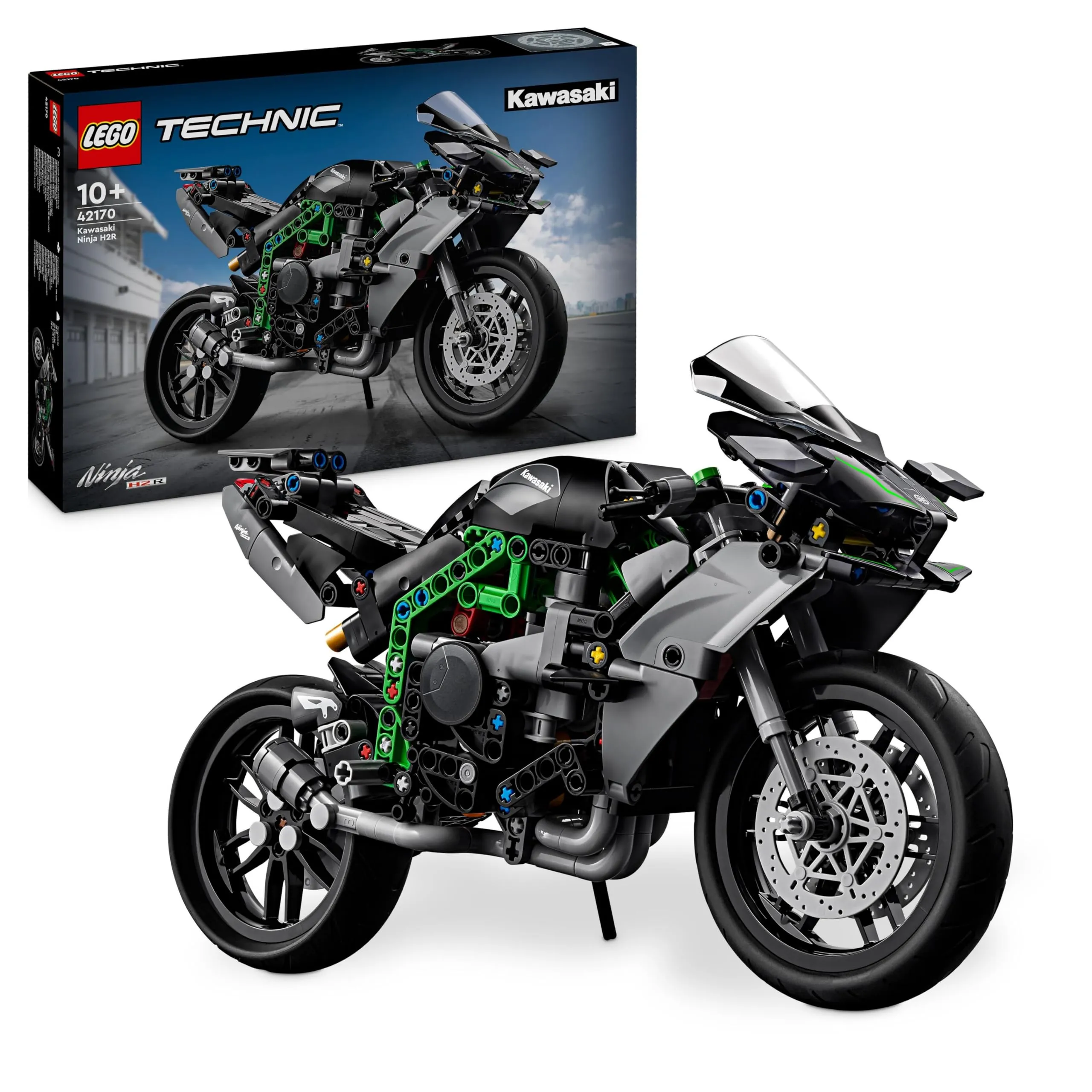 LEGO Technic Motocicletta Kawasaki Ninja H2R, Giochi per Bambini e Bambine da 10 Anni, Modellino di Moto Giocattolo in Scala da Costruire, Veicolo da Esposizione con Sterzo, Sospensioni e Motore 42170