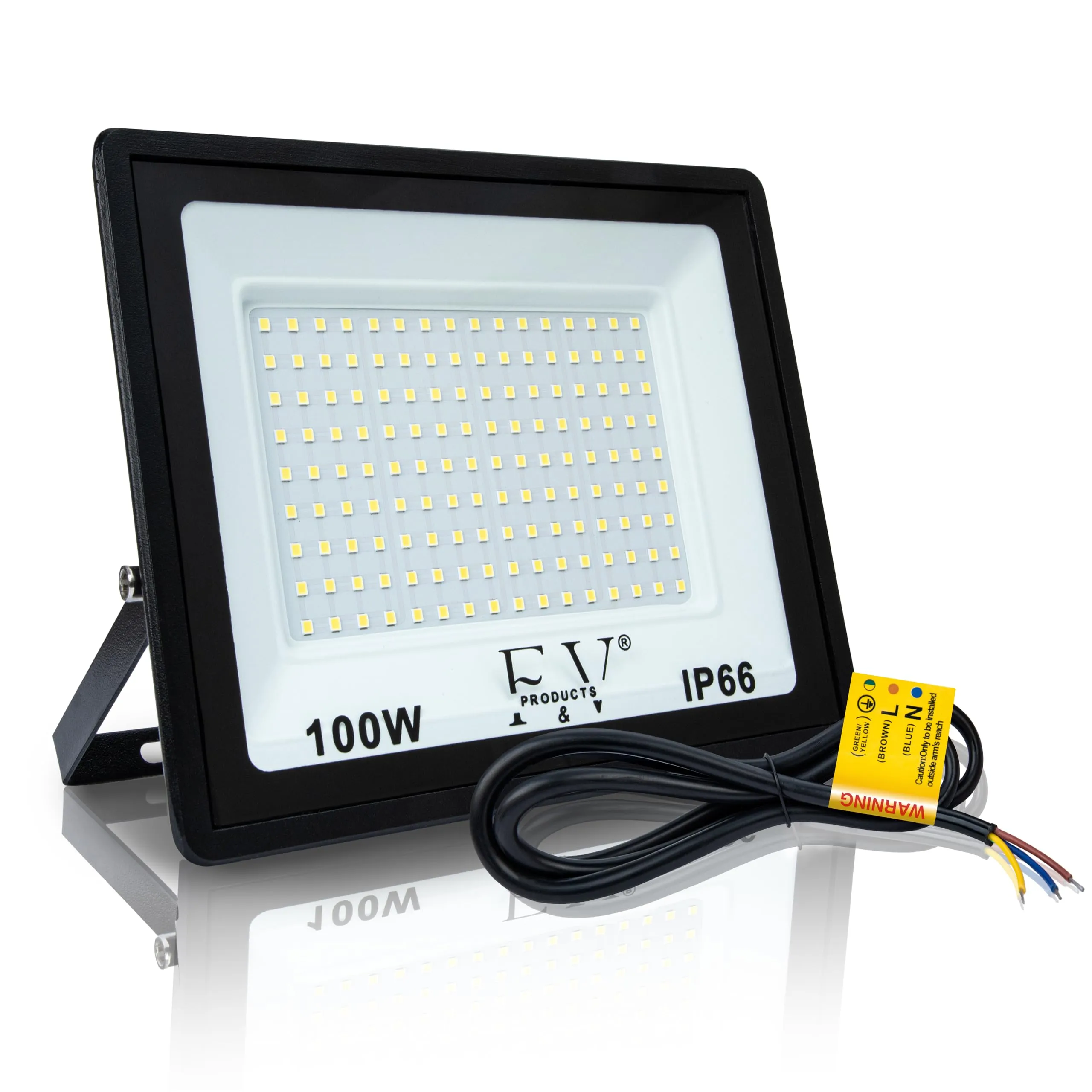 F&V PRODUCTS Faretto Led da Esterno 100W Faro Led da Esterno 108 Led Luce Bianca Fredda 6500K Da Esterno 10.000 LUMEN Impermeabile IP66 Resistenza IK08 Alluminio Vetro Temperato per esterni