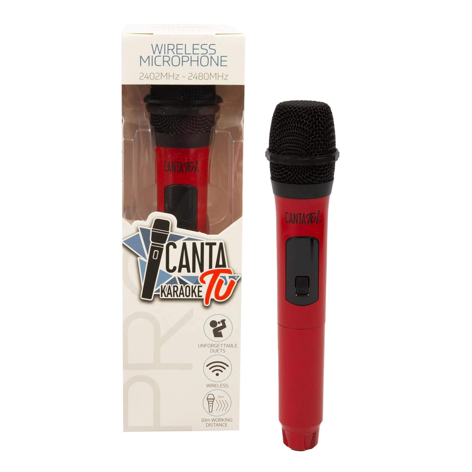 CANTA TU Tu Karaoke Microfono Wireless Pro 2023, Microfono Karaoke Senza Fili, Frequenza 2402MHz-2480MHz, 4 Colorazioni Disponibili, Compatibile PRO 2023, Ideale per Duetti, Rosso