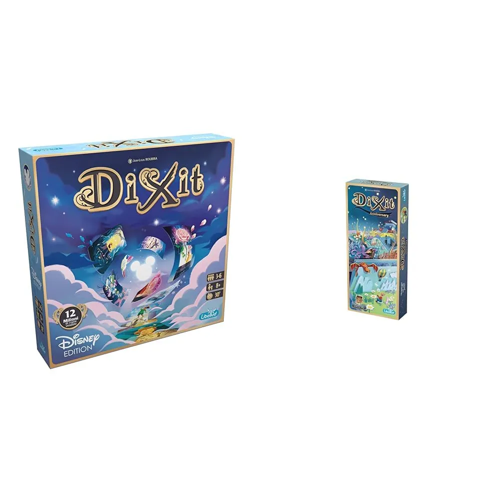 Asmodee - Dixit: Disney - Gioco da Tavolo di Fantasia e Immaginazione con i Personaggi Disney & Dixit 9 Anniversary, Espansione Gioco Da Tavolo, Edizione In Italiano