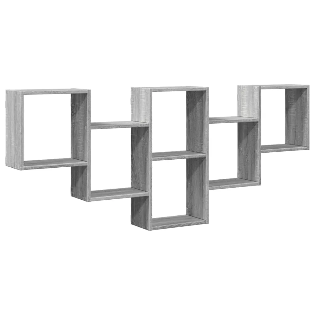 vidaXL Mensola a Muro Grigio Sonoma 159x18x66 cm in Truciolato, scaffale a Muro, scaffale espositivo, espositore a Muro, scaffale pensile, espositore