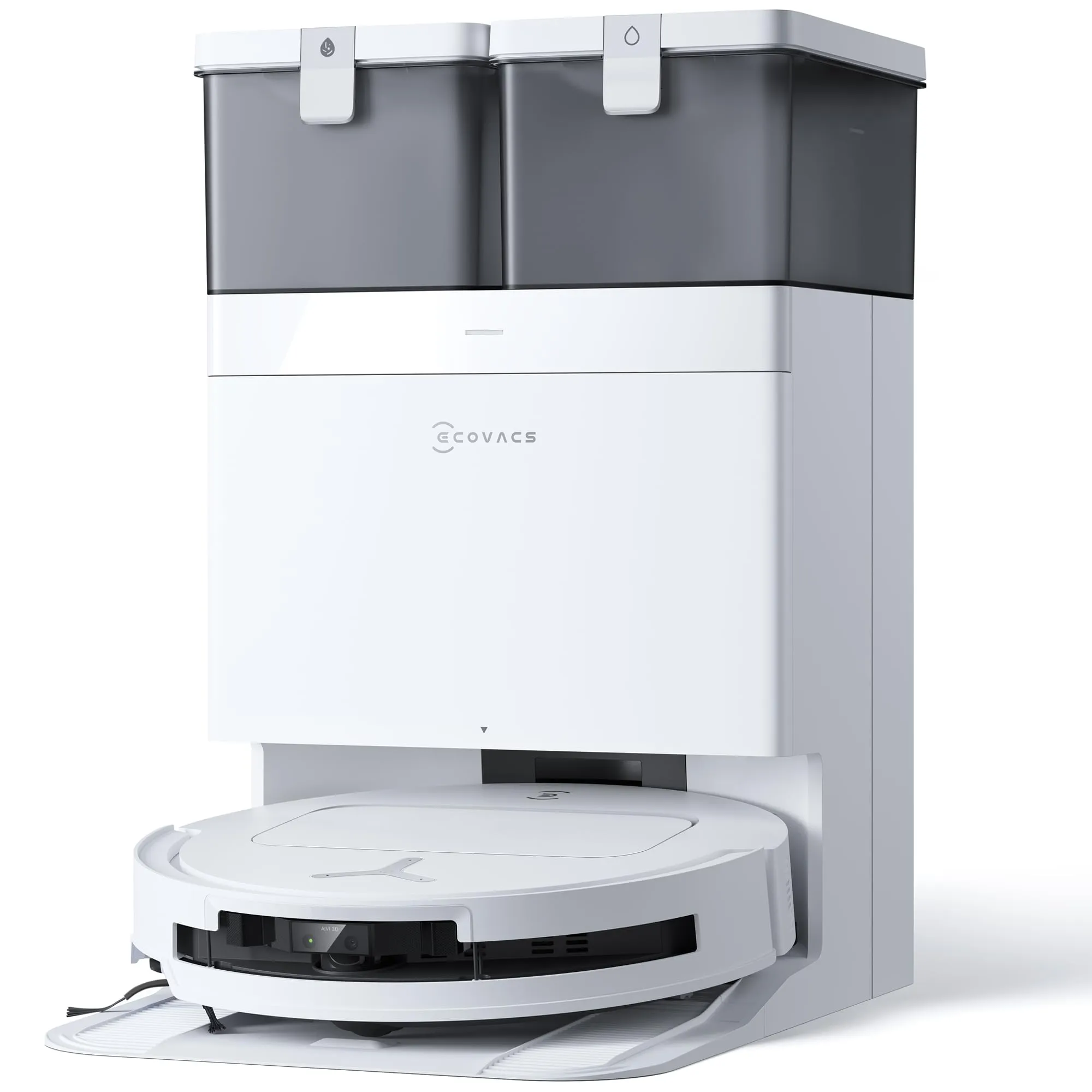 ECOVACS DEEBOT T50 OMNI Robot Aspirapolvere Lavapavimenti, (Migliorato da T30 PRO), 15000 Pa, Spazzola Laterale Estensibile e Lavapavimenti, lavaggio con acqua calda a 75 ℃, Ultrasottile 81 mm, Bianco