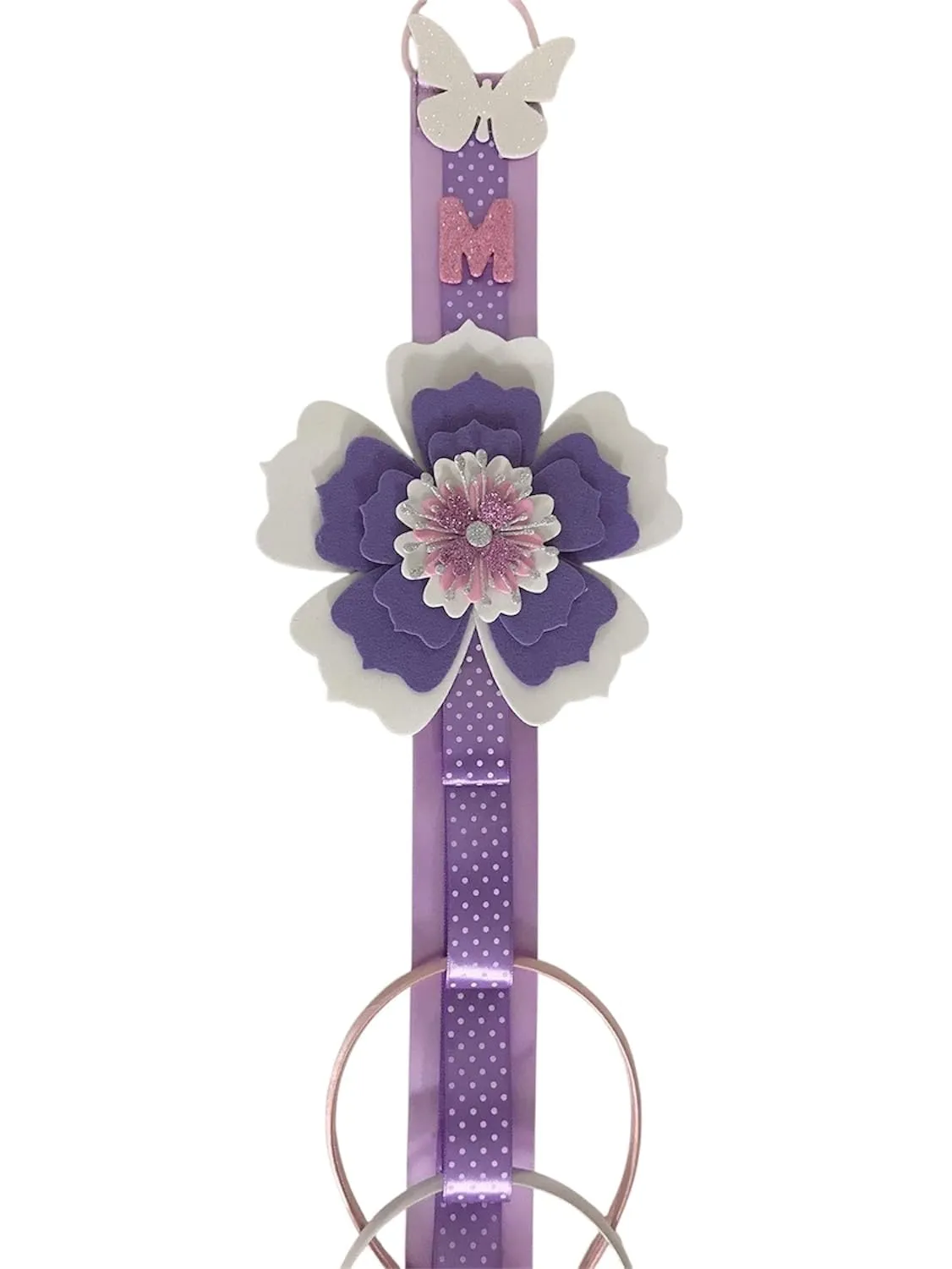 TULLE E MERAVIGLIE Porta cerchietti Fiore personalizzabile, Porta cerchietti per Capelli Bambina, Decorazione Cameretta, Salvaspazio