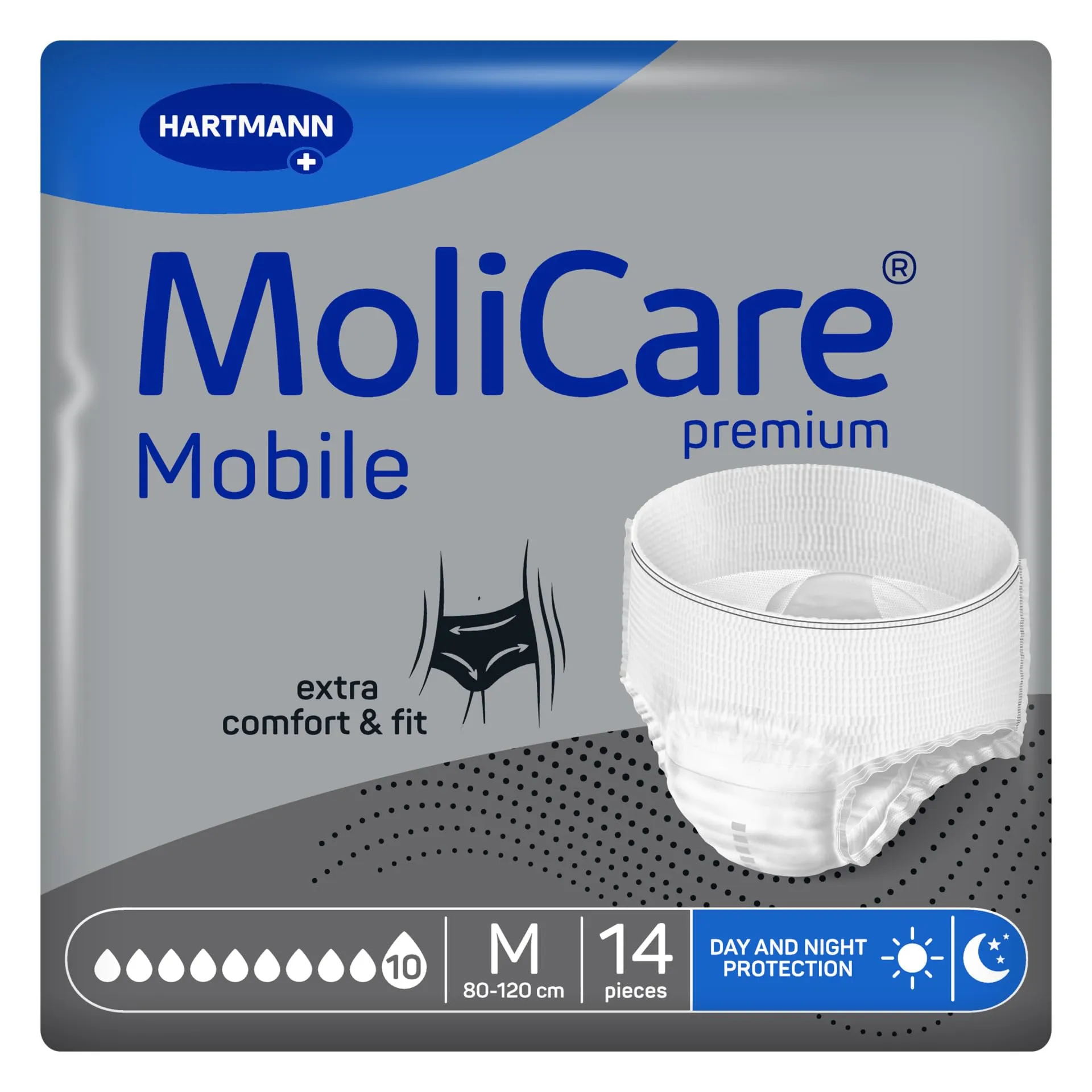 MoliCare Premium Mobile 10 Gocce Taglia M, Mutandine Monouso Assorbenti per Donne e Uomini con Incontinenza Severa, Protezione contro le Perdite, Delicata sulla Pelle, 14 pz
