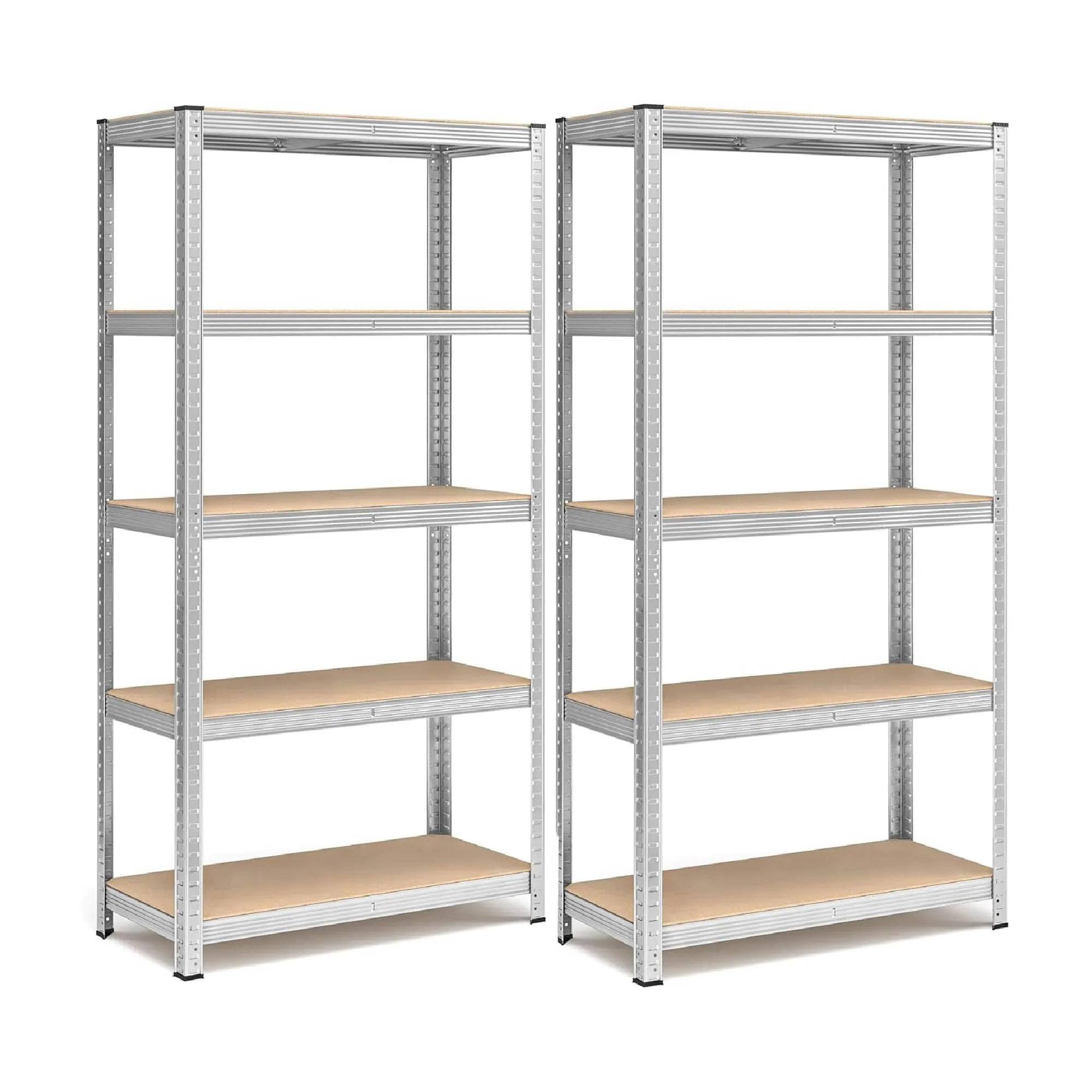 IlGruppone Set di 2 Scaffali in Metallo, Scaffalature a 5 Ripiani Regolabili, Portante 875 kg Senza Viti, Scaffale Salvaspazio Garage - 40x60x180 cm