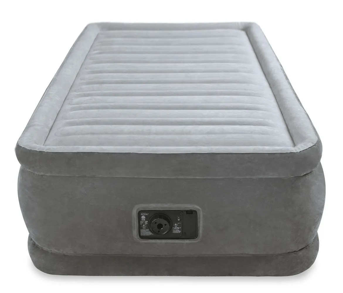 Intex 64412 Materasso Classic Comfort Plush Elevated Dura Beam, Tecnologia Fiber Tech Singolo 715, Tinta Unita, Colore Grigio, 99 x 191 x 46 cm