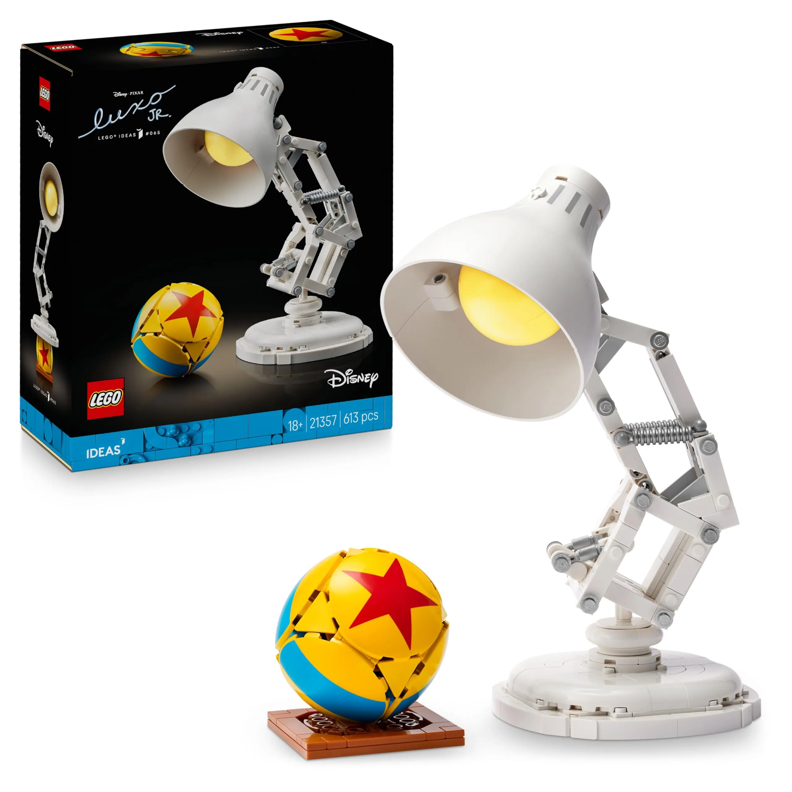 LEGO Ideas Disney Pixar Luxo Jr. - Set con Lampada da Costruire per Adulti - Gadget Cinematografico con Riferimenti ai Film - Decorazione per la Casa da Scrivania - Idea Regalo da Collezione - 21357