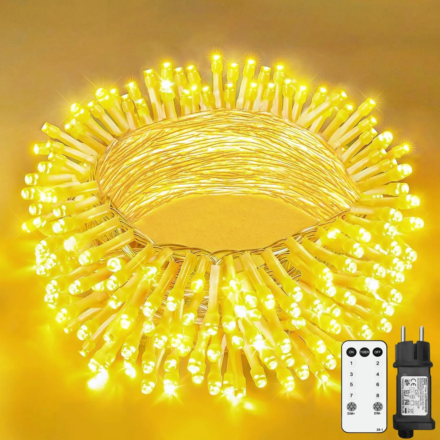 Luci Natale Esterno, 15M 150 LEDs Catena Luminosa Interno/Esterno con Spina 8 Modalità, Impermeabile IP44, Funzione Di Memoria, Decorativa Natalizia, Giardino, Matrimonio, Feste(Bianco Caldo)