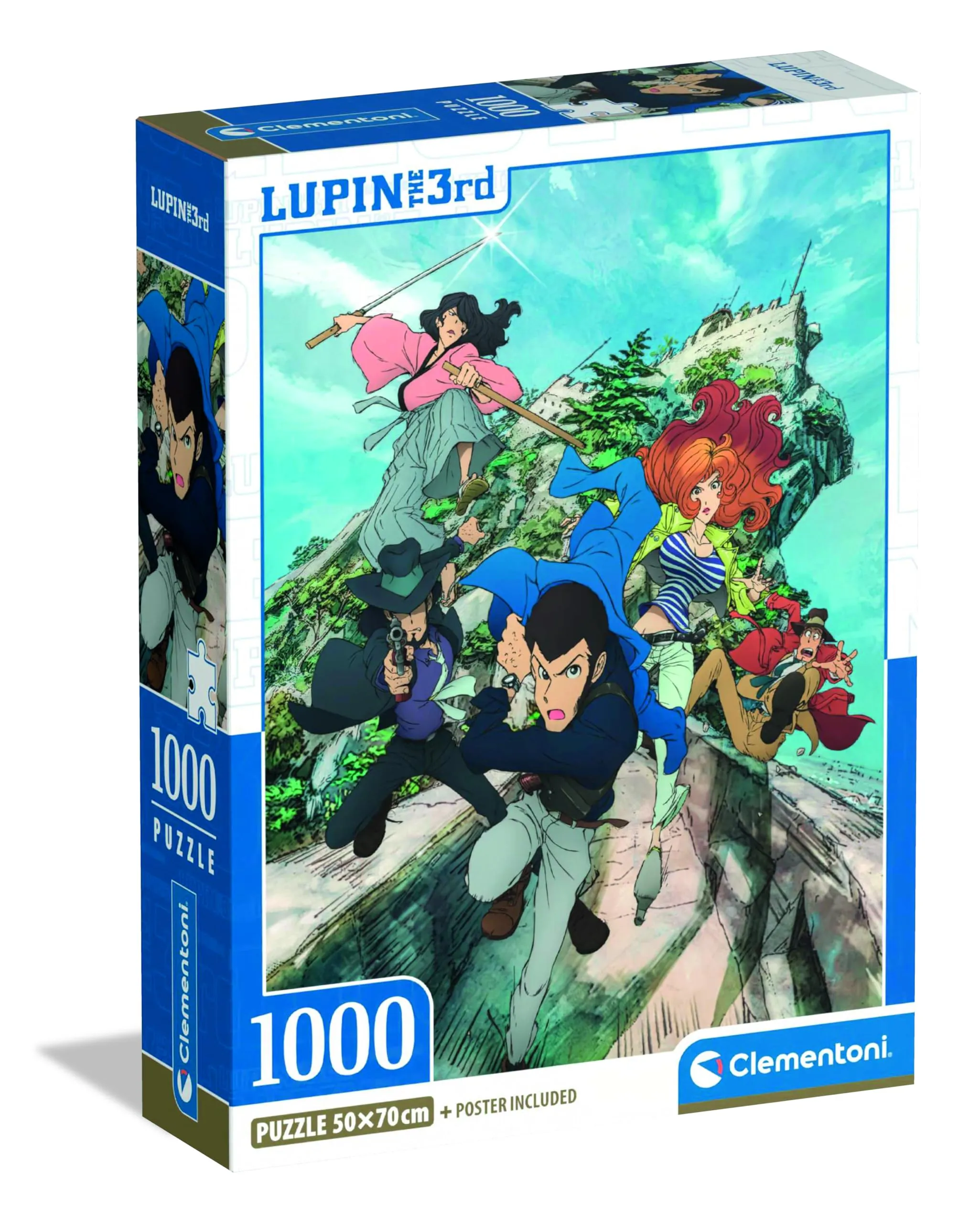 Clementoni - Puzzle 1000 Pezzi Fumetti per Adulti e Ragazzi, Illustrazione Lupin III con Poster Incluso, dalla Serie Anime e Manga, Compact Box, Idea Regalo, Made in Italy, 50x70 cm, 37068