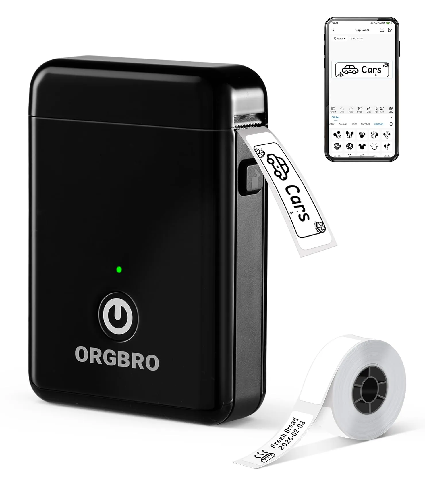 ORGBRO X1 Etichettatrice Con Nastro, Stampante Per Etichette Bluetooth Portatile Etichette Impermeabili Continue