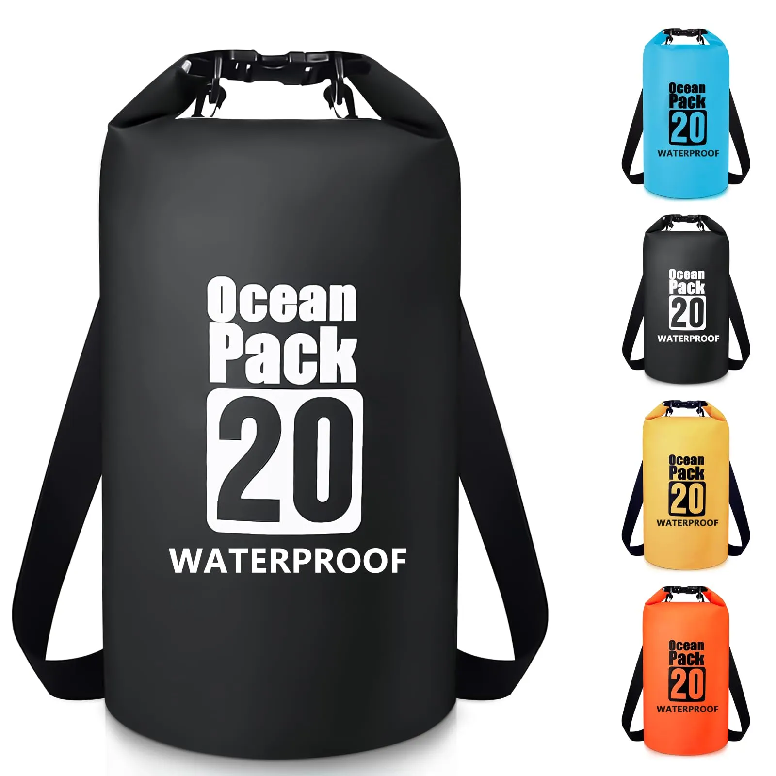 Invool Borse Impermeabili, 5L/10L/20L/30L Dry Bag Sacco Impermeabile con Tracolla Regolabile, Sacche Stagne Impermeabili per Sport Acquatici, Campeggio, Rafting, Kayak, Pesca, Escursionismo