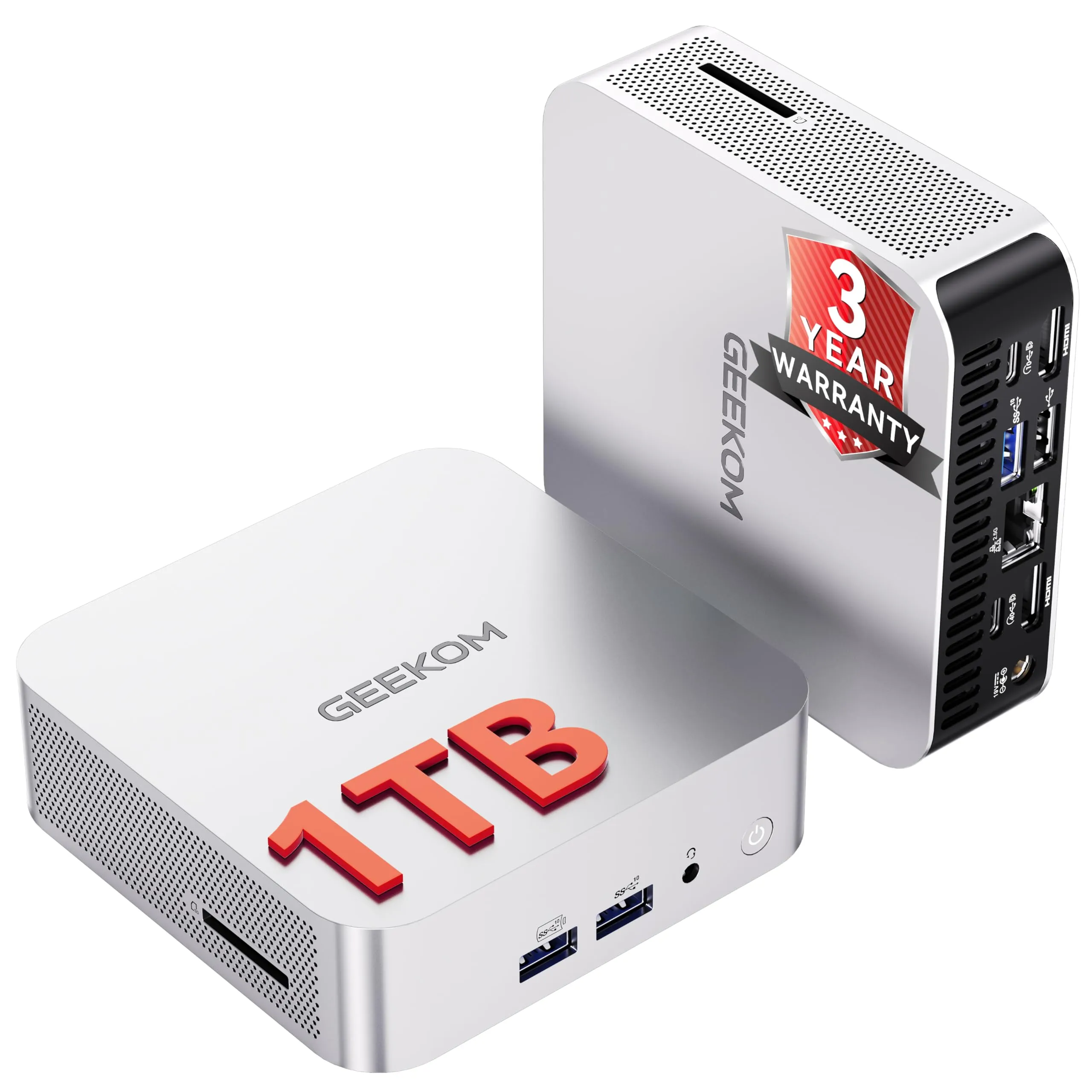 GEEKOM A6 Mini PC(Garanzia 3 Anni) con AMD Ryzen 7 6800H e Radeon 680M,32GB DDR5 e 1TB SSD,LAN 2.5G Ultra Veloce,Mini PC Windows 11 Pro,USB4.0,8K@60Hz/4K@120Hz,Slot SD|Compact Aluminum Design