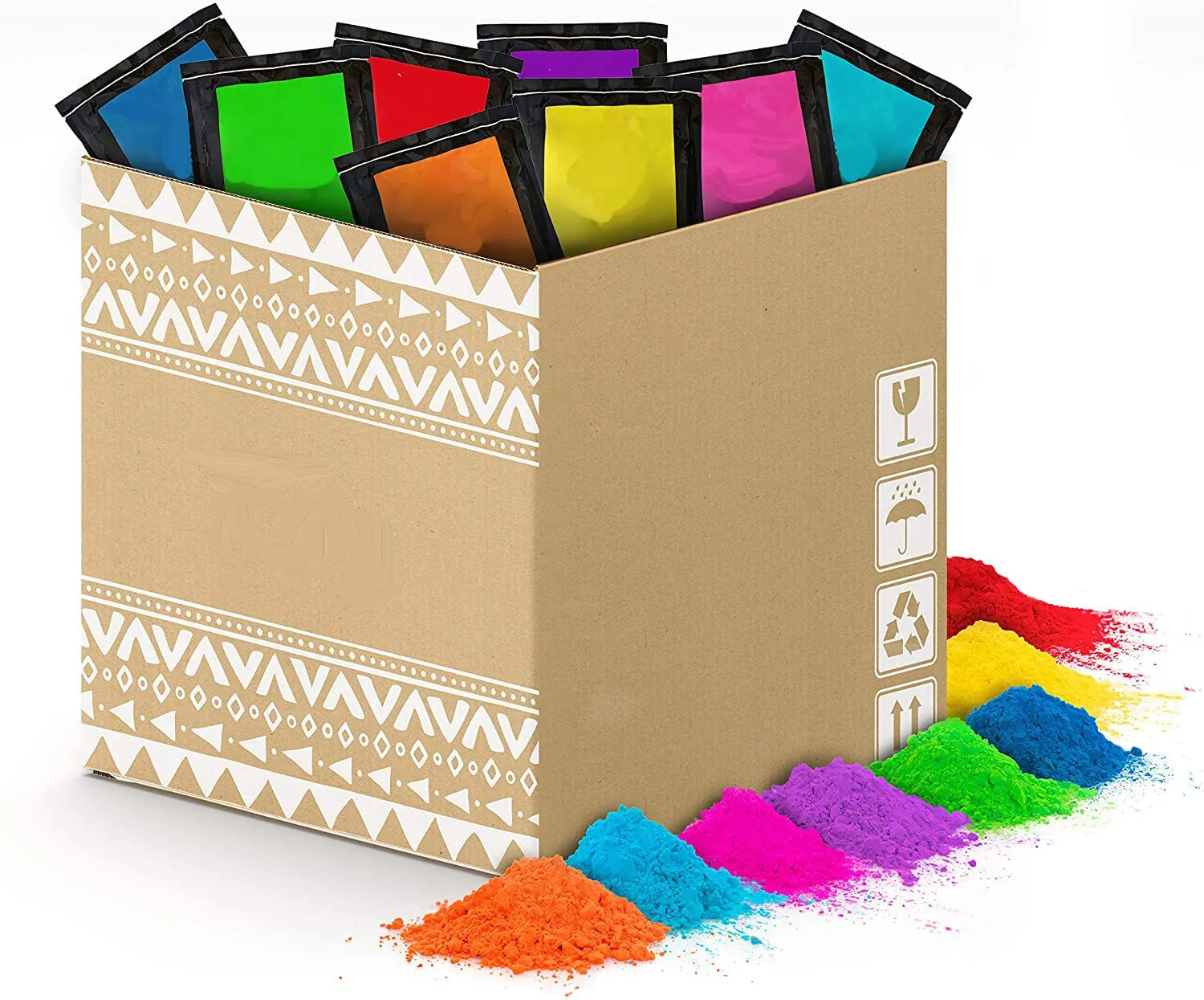 ANFEL Polvere Colorata Holi - Pack di Polvere Holi - 80 Sacchetti di 100 g - 8 kg di Colori Misti