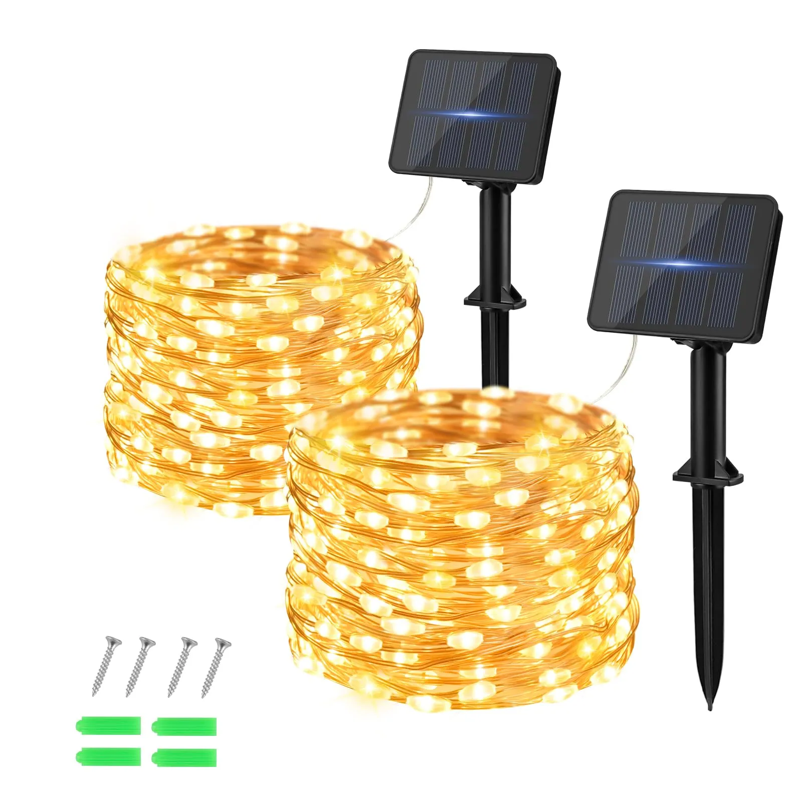 Dalugo [2 pezzi Catena luminosa solare per esterni, 5 m 50 LED