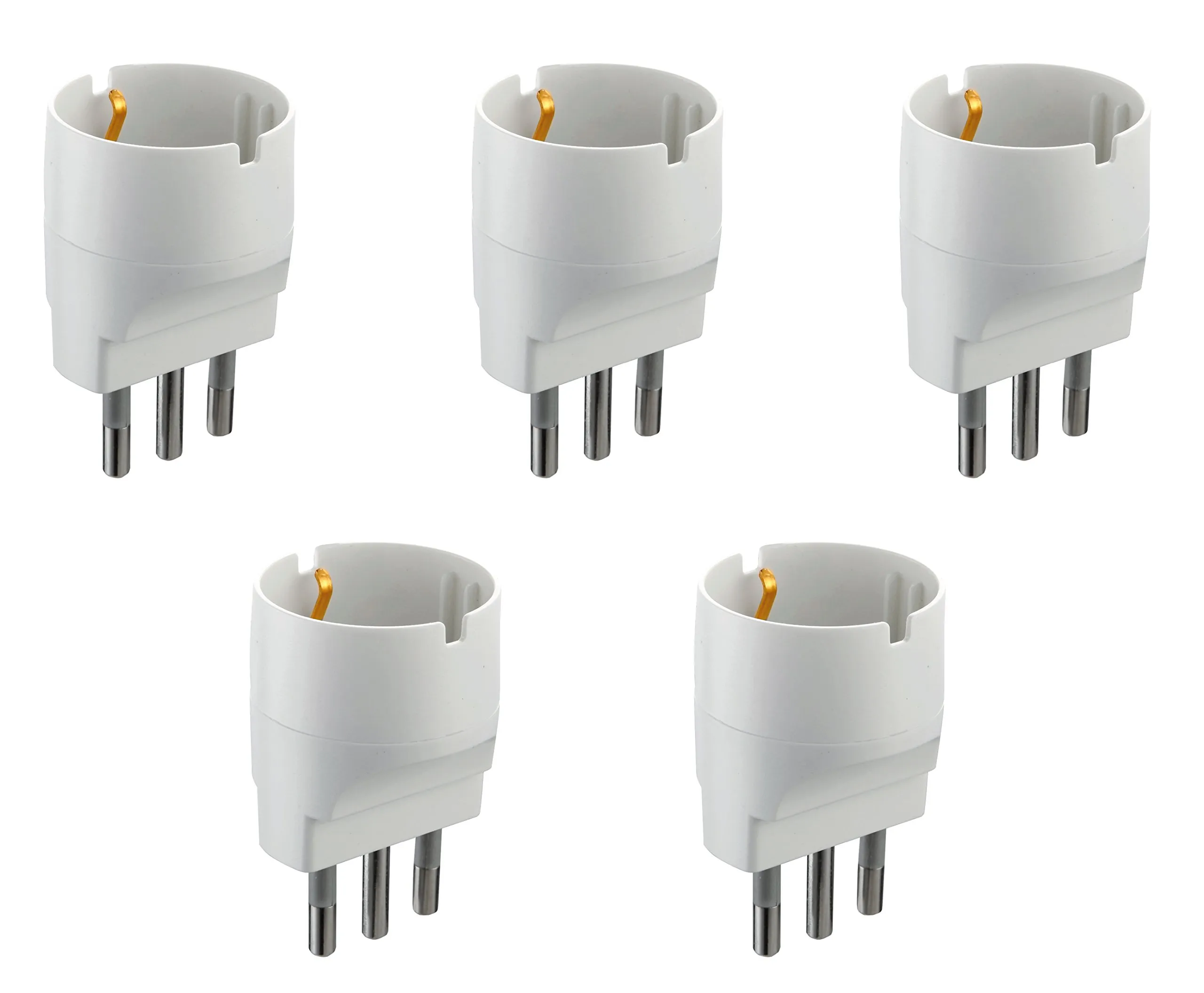 Electraline 92291 Set 5 Adattatori da Schuko a Spina Grande 16A, Bianco, Confezione da 5