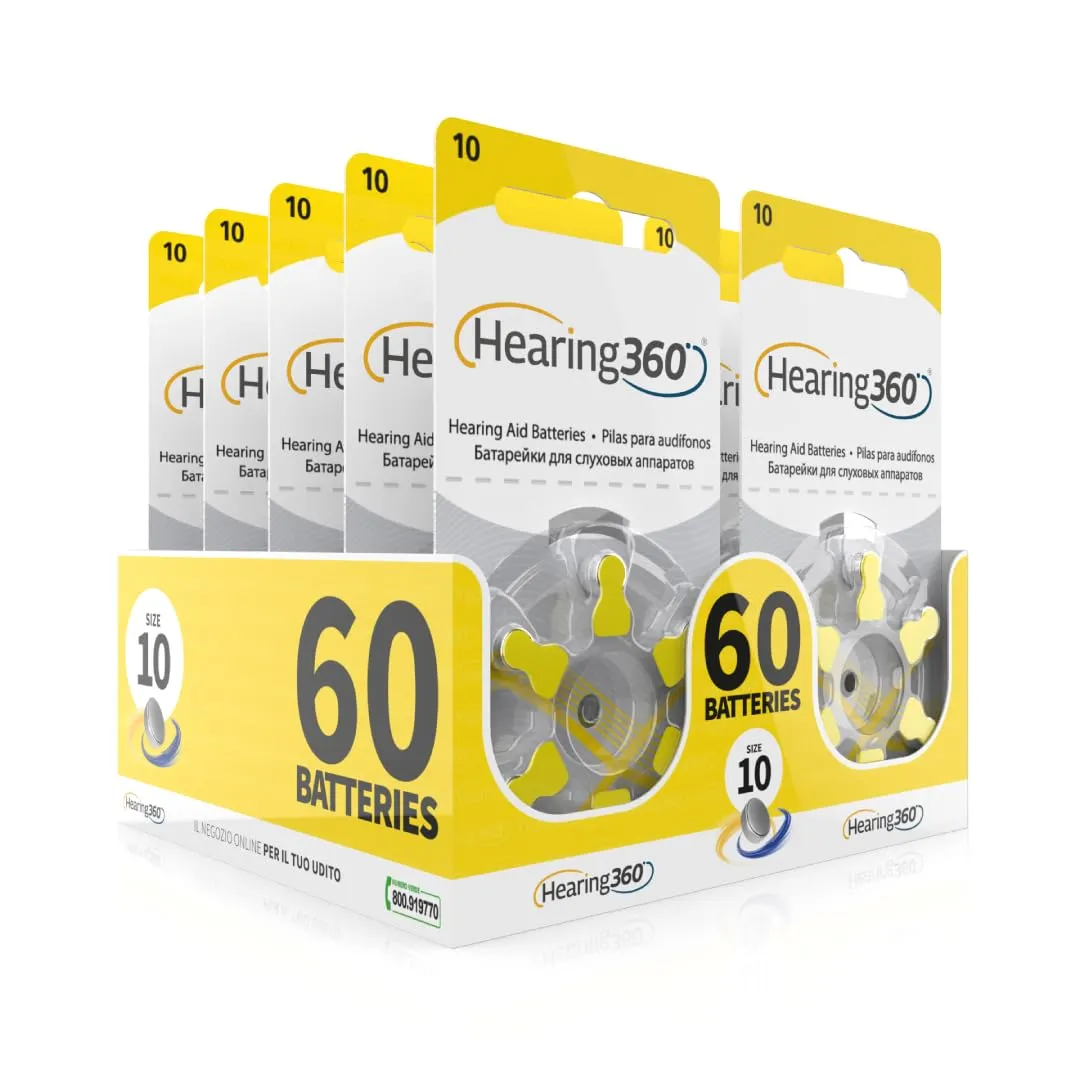 60 Pile Modello 10 Giallo (PR70) - 10 Confezioni da 6 Batterie per Apparecchi Acustici 1,45V - Pile Acustiche Rayovac Varta Extra