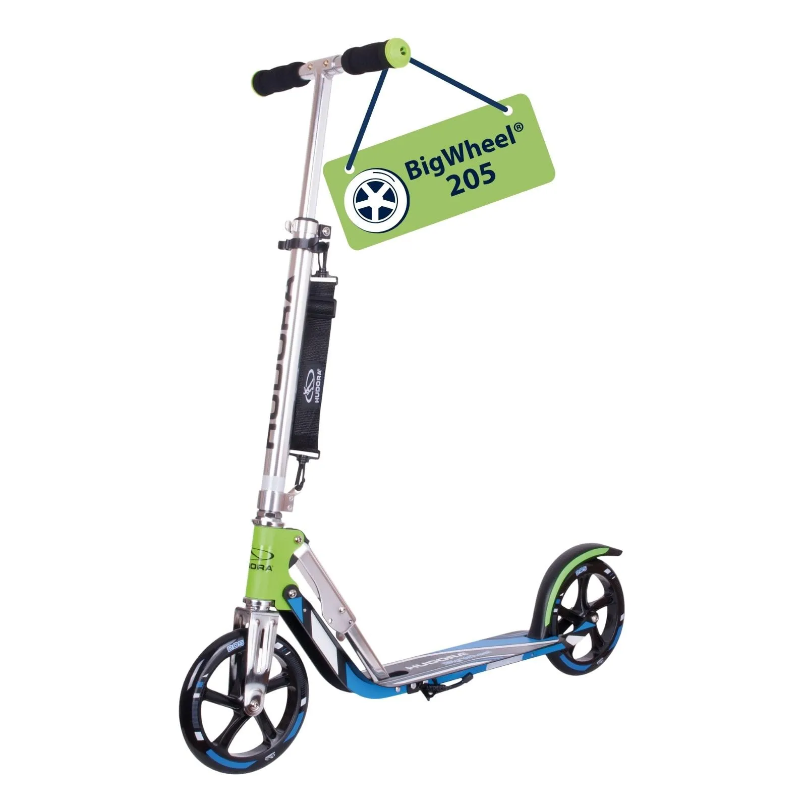Cityroller / Alu Scooter Hudora Big Wheel 205 grün/blau