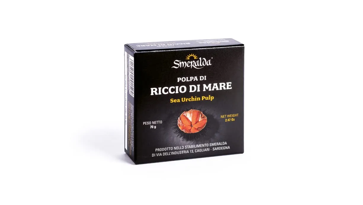 Polpa di riccio di mare freschi smeralda vasetto di ricci in scatola 70gr prodotti ittici sardi sardegna
