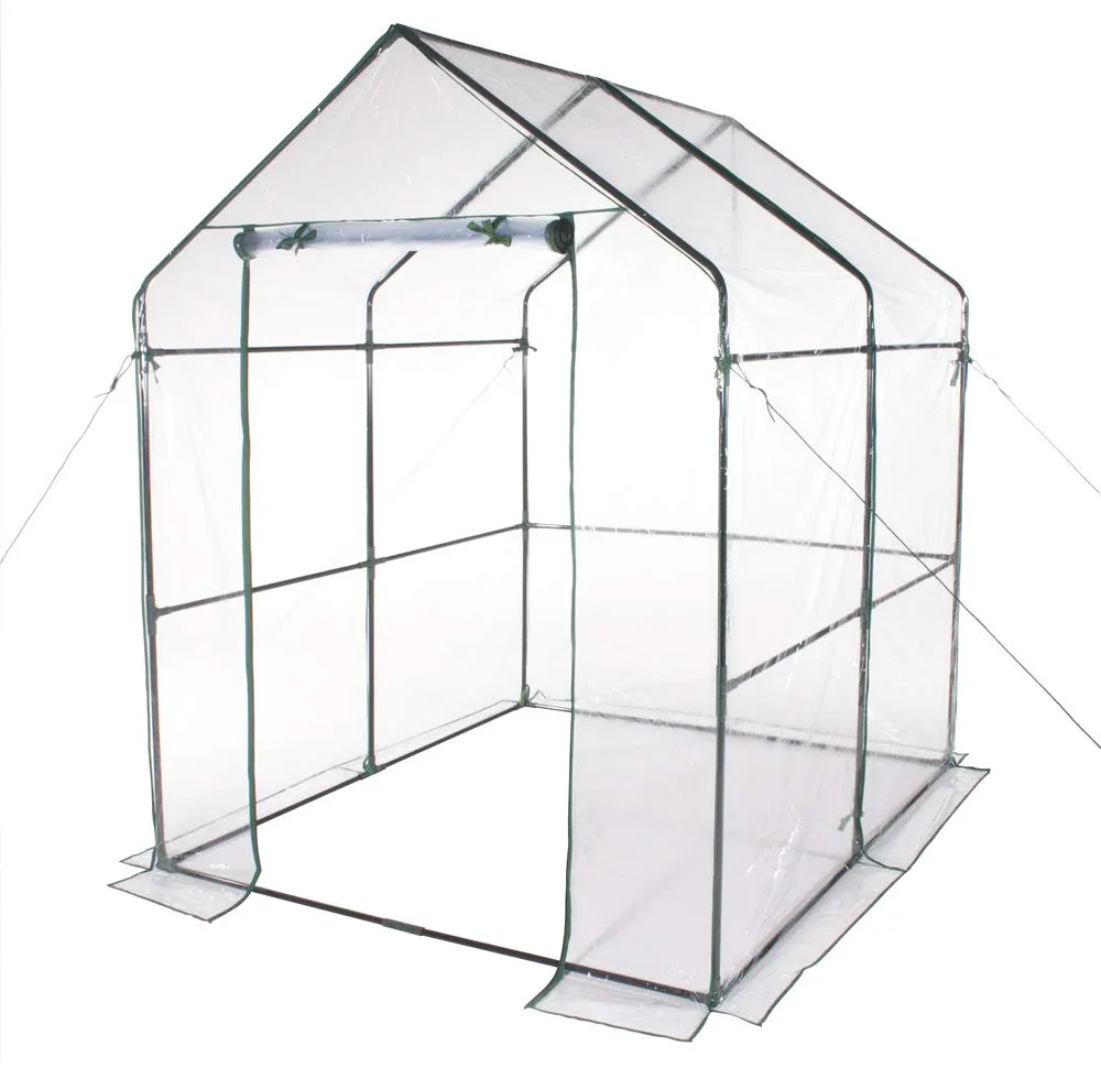 VERDELOOK | Serra a Casetta Senza Ripiani con Telo in PVC Trasparente, Struttura in Metallo, 143x143x195 cm, per Protezione Piante, Giardinaggio, Resistente, Apertura con Cerniera
