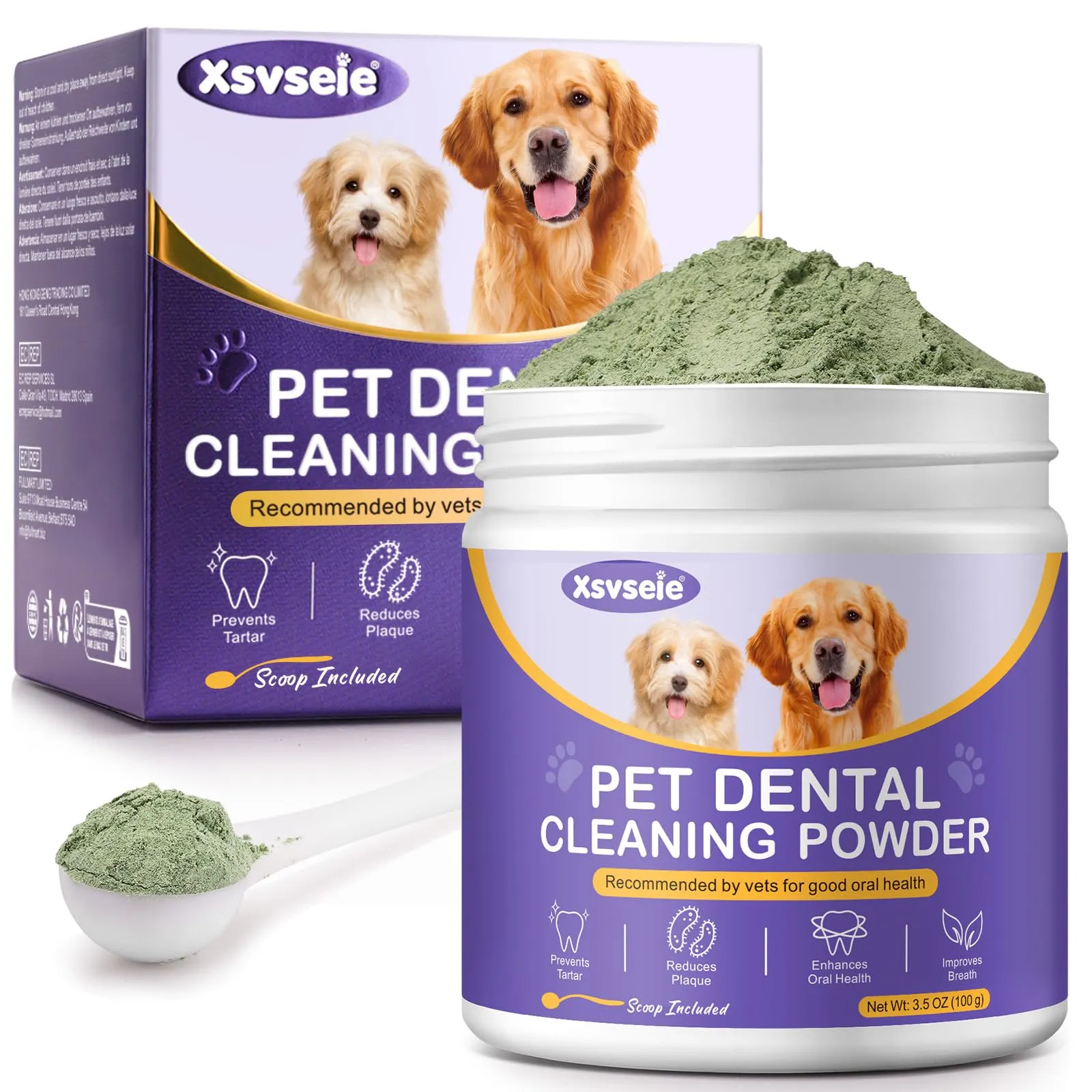 Gorgeurora Polvere Dentale per Cani, Combatte la Placca Dentale e L'Alito Cattivo, Rinfrescante per L'Alito del Cane, Polvere per la Pulizia dei Denti del Cane, Cura dei Denti del Cane - 100g