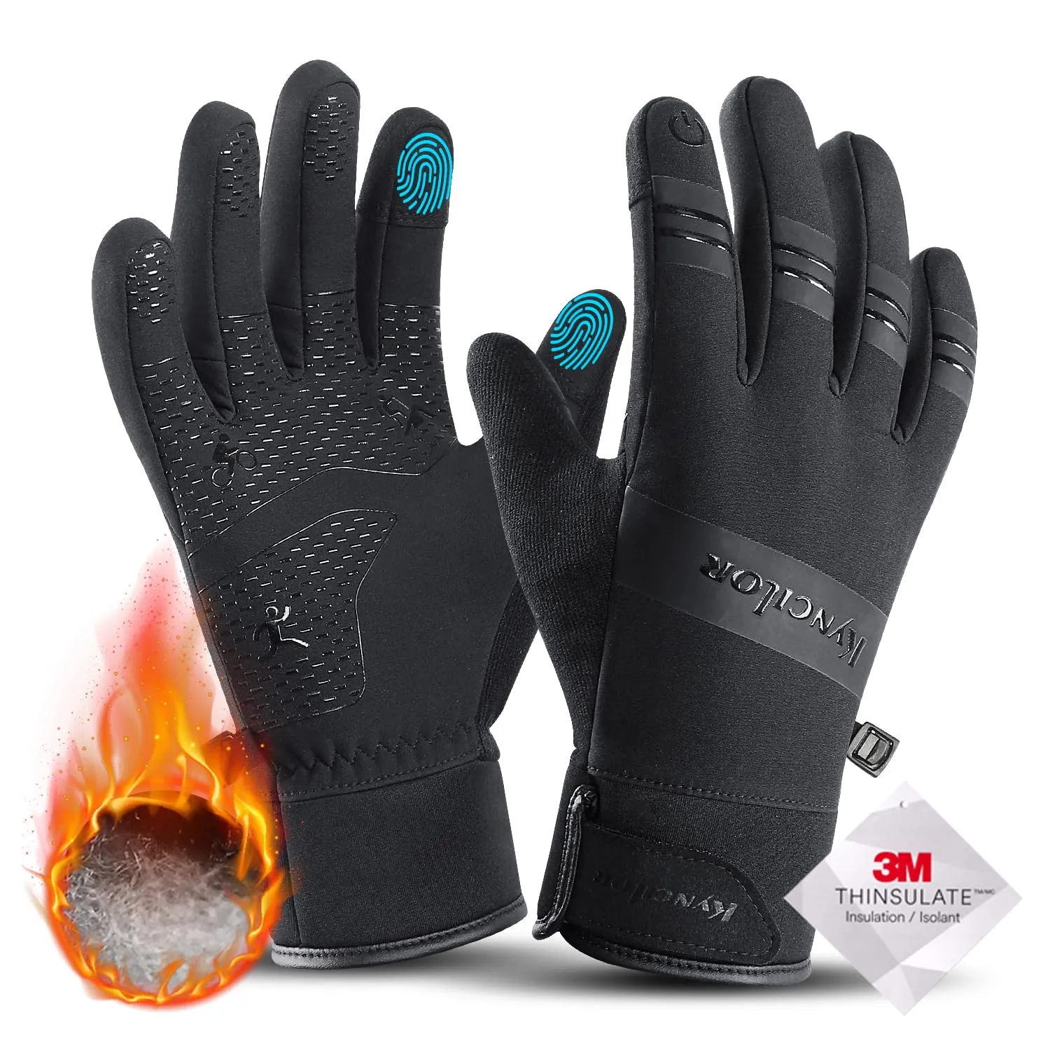 kyncilor Guanti Invernali Impermeabili Uomo Donna Touch Screen Slip-Proof Guanti Bici Invernali per Corsa Ciclismo Moto Sci