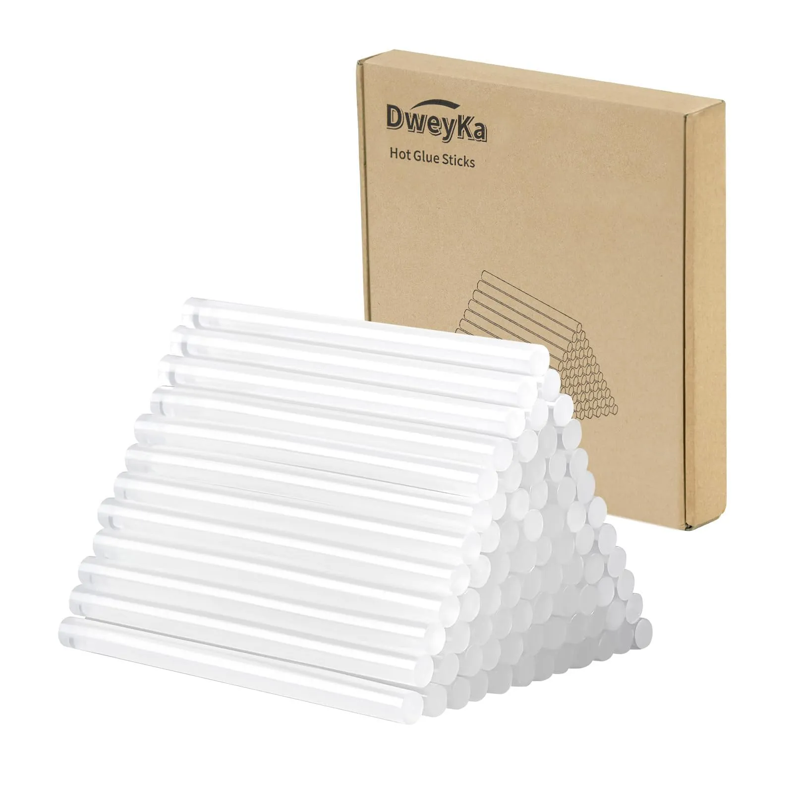 Dweyka 100 Stick Colla a Caldo Ø 7 mm x 200 mm, Colla a Caldo per Pistola Colla a Caldo, Trasparente, Ad Asciugatura Rapida(7mm x 200mm Pack 100)